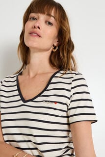 T-shirt rayé col V femme