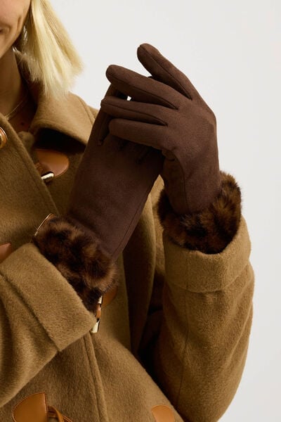 Gants fourrés à revers femme