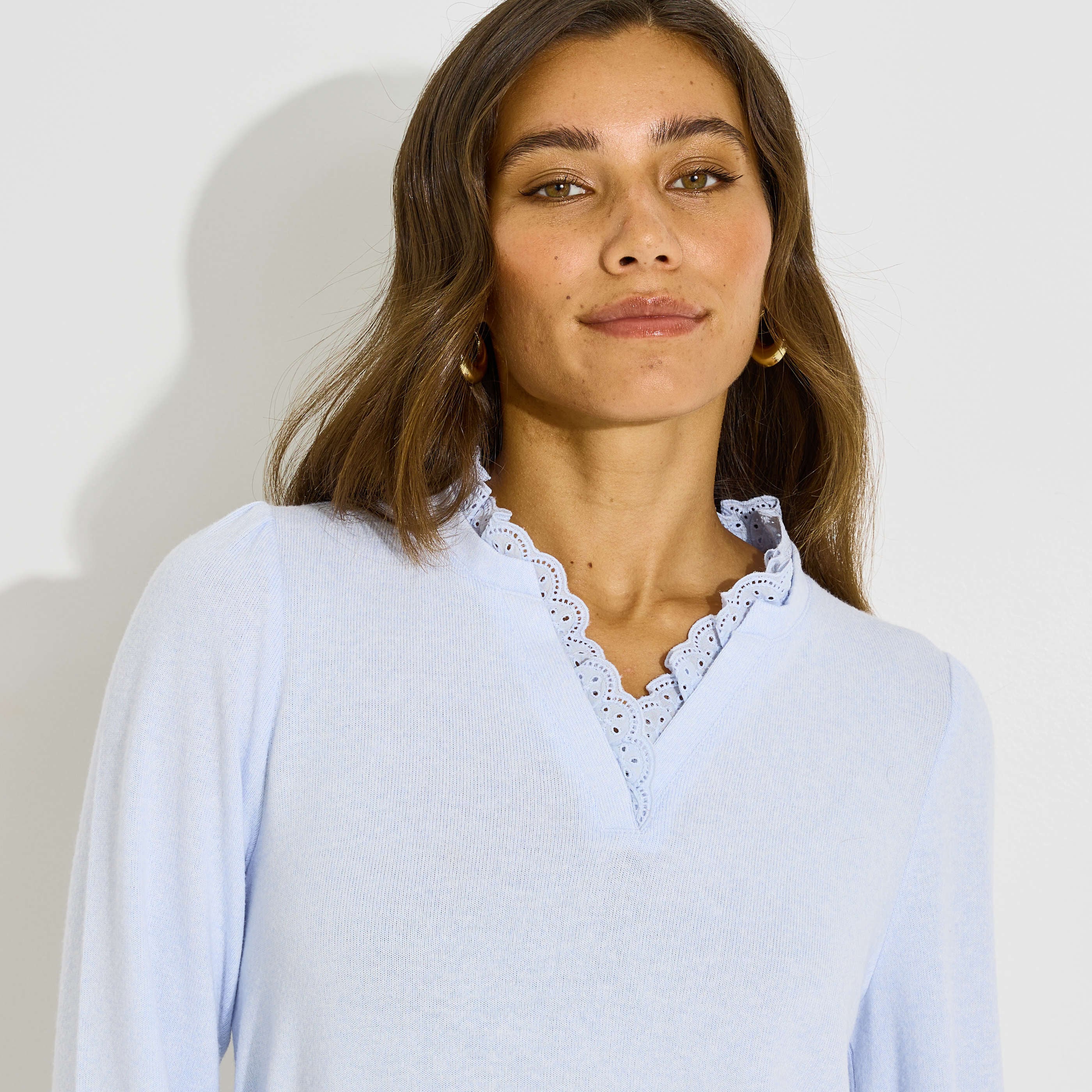 T-shirt uni col mao femme