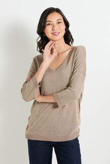 Pull col V femme
