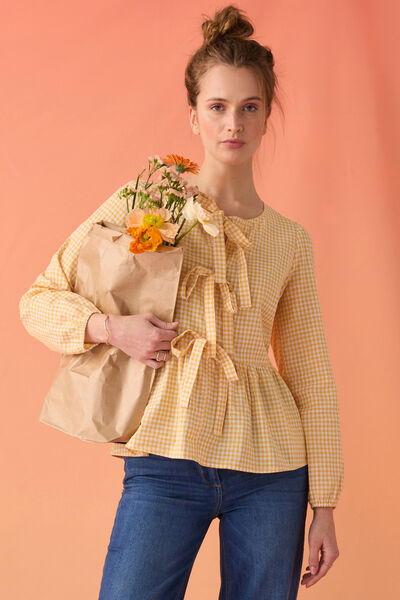 Blouse vichy à nœuds femme