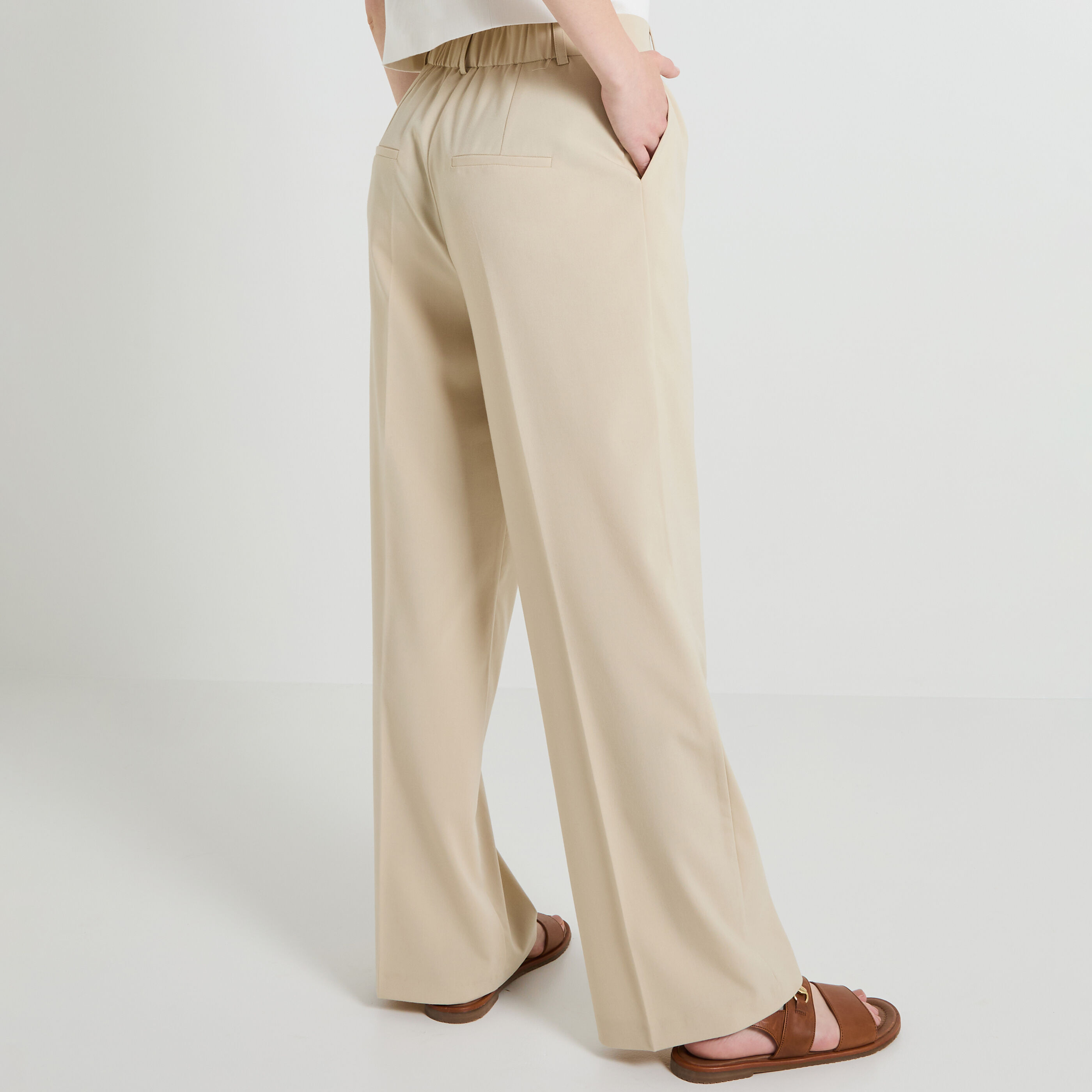 Pantalon a pince large femme BEIGE Graindemalice