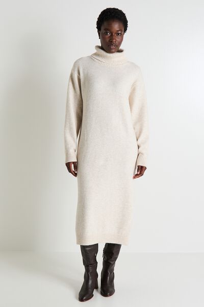 Robe pull col roulé femme