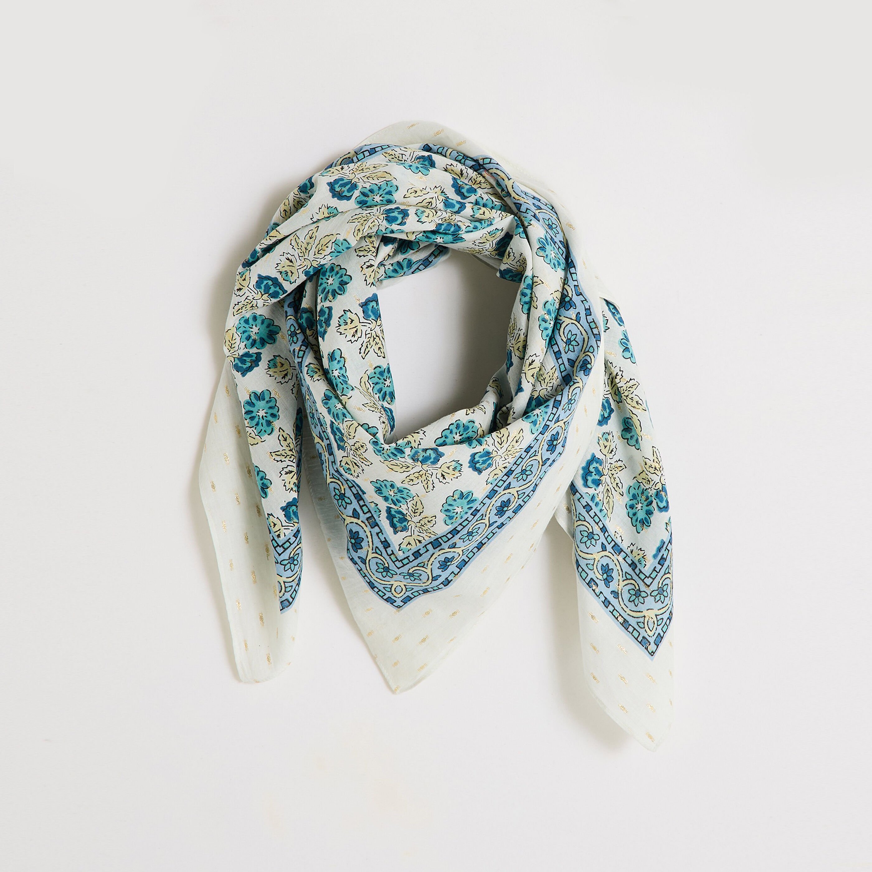Foulard carr&eacute; fils brillants femme