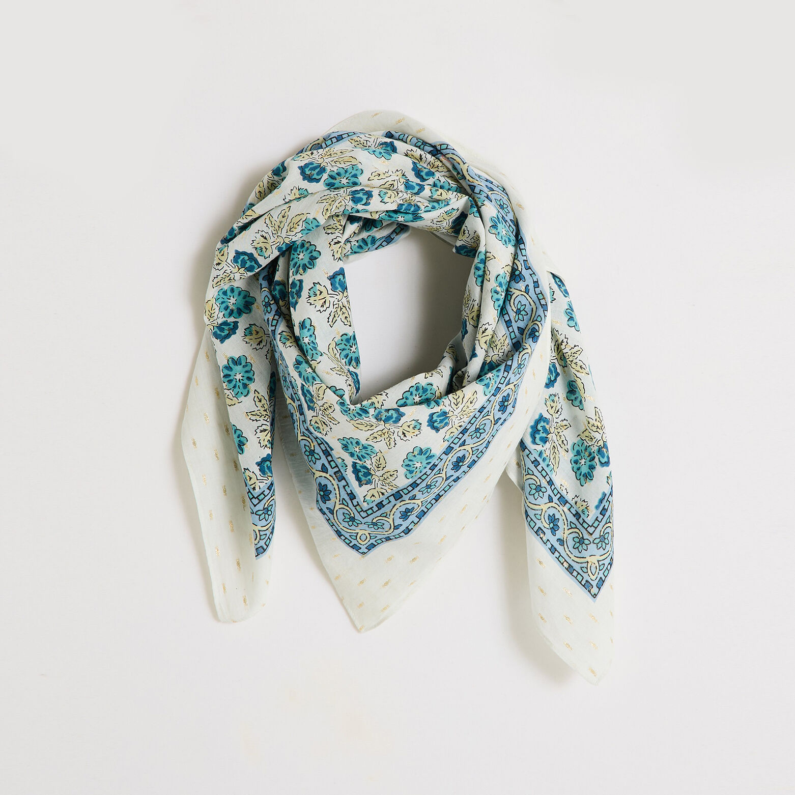 Foulard carré fils brillants femme