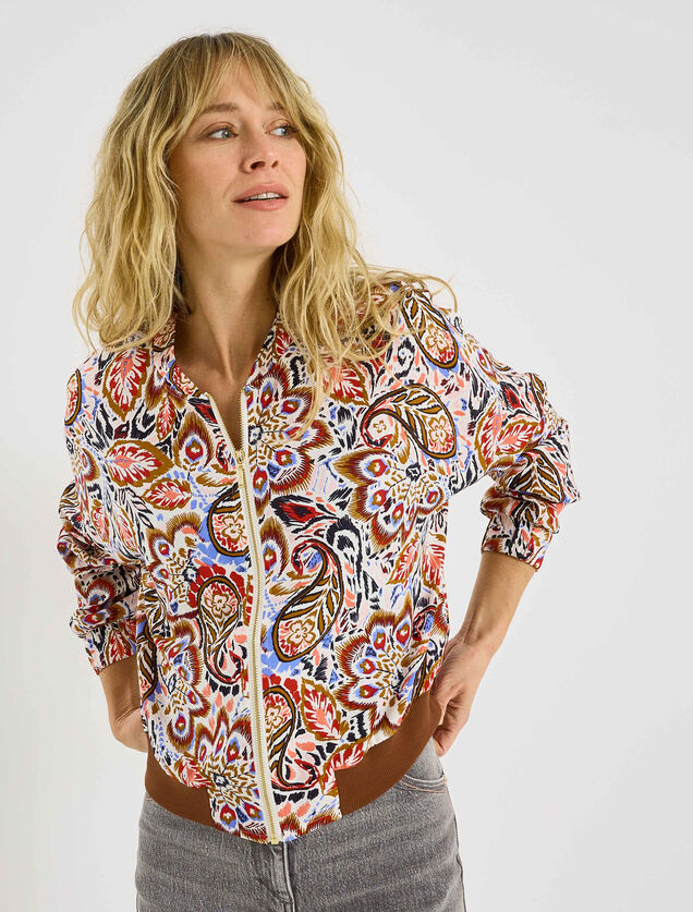 Veste bomber zipp&eacute; imprim&eacute; paisley femme