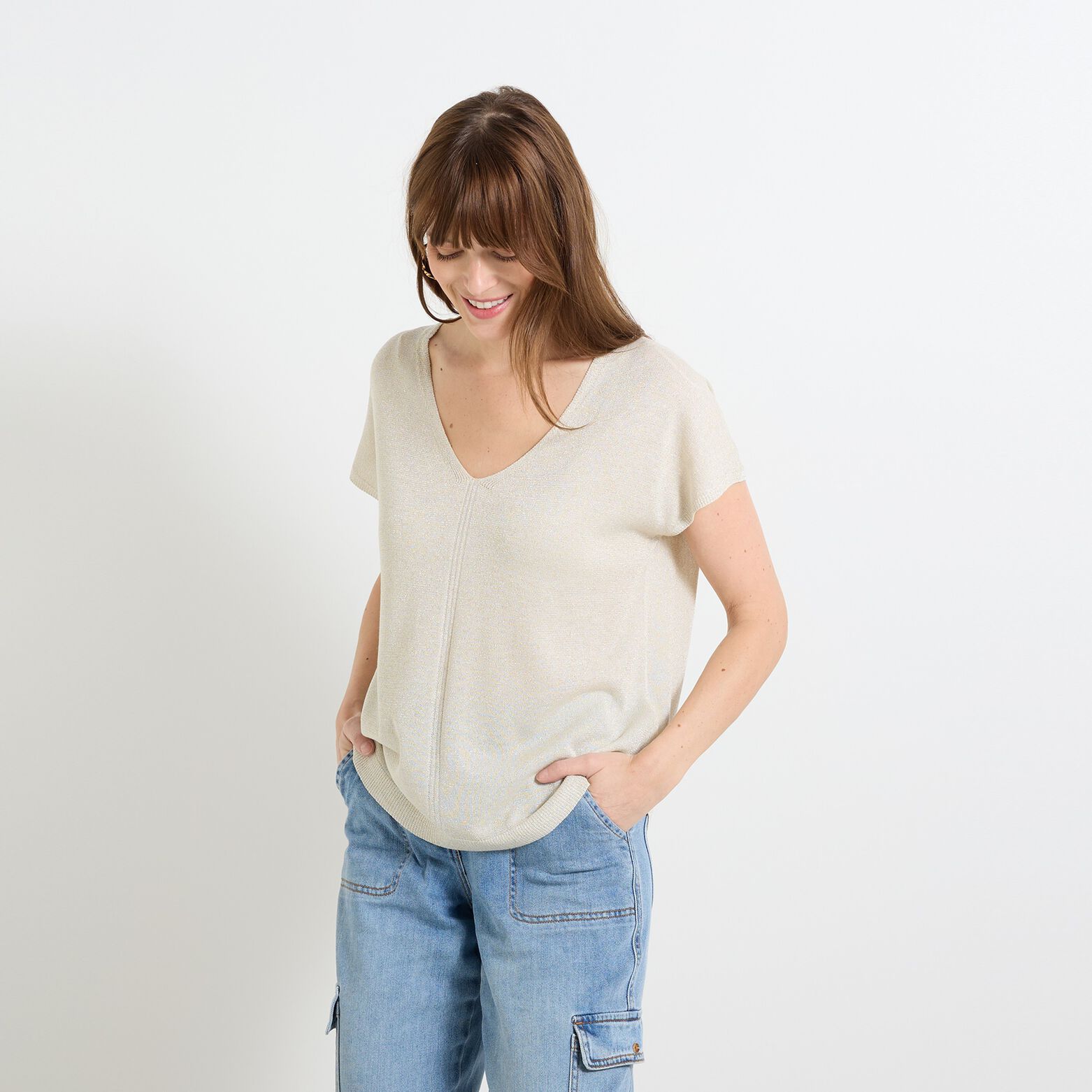 Pull manches courtes femme