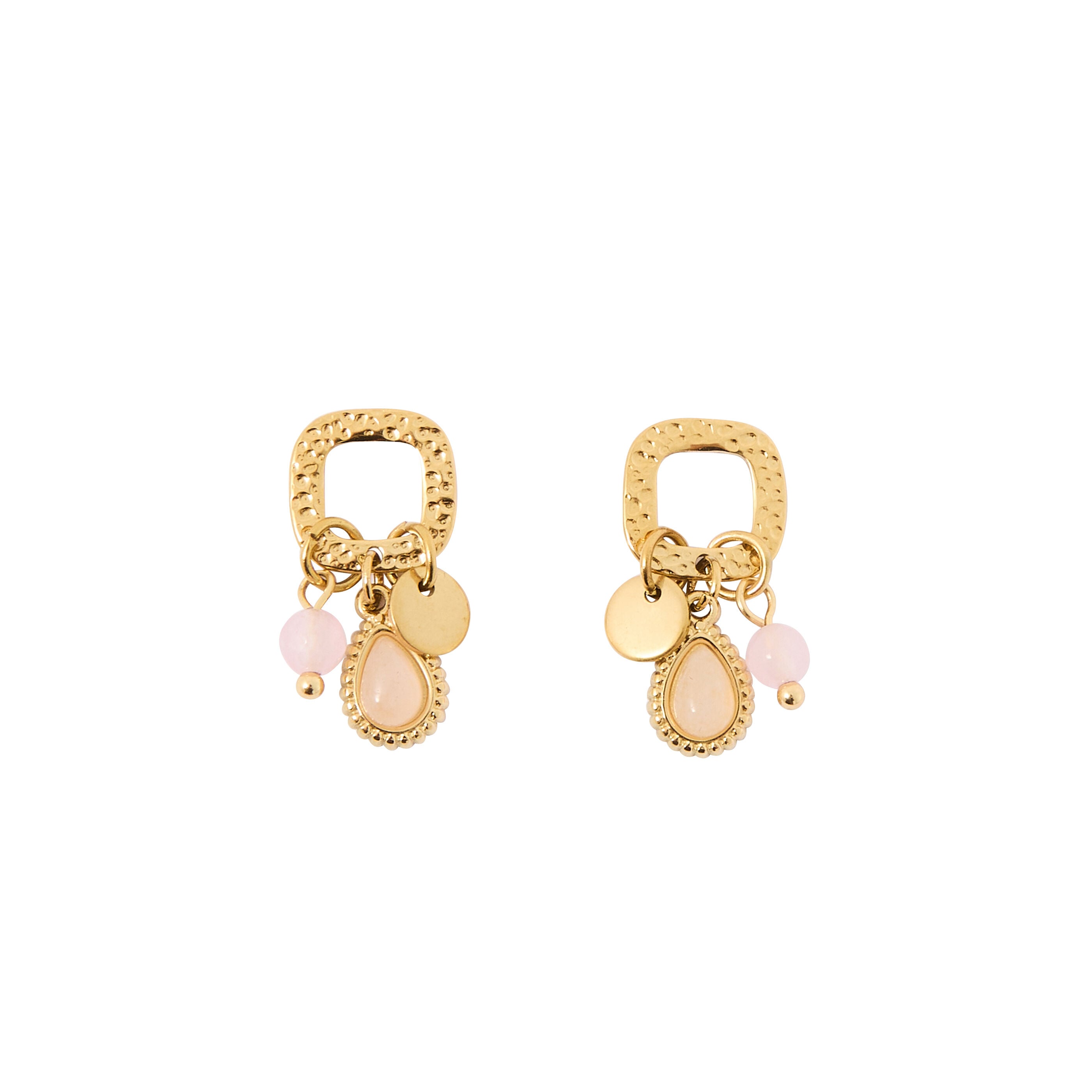 Boucles carr&eacute;es martel&eacute;es et pierres