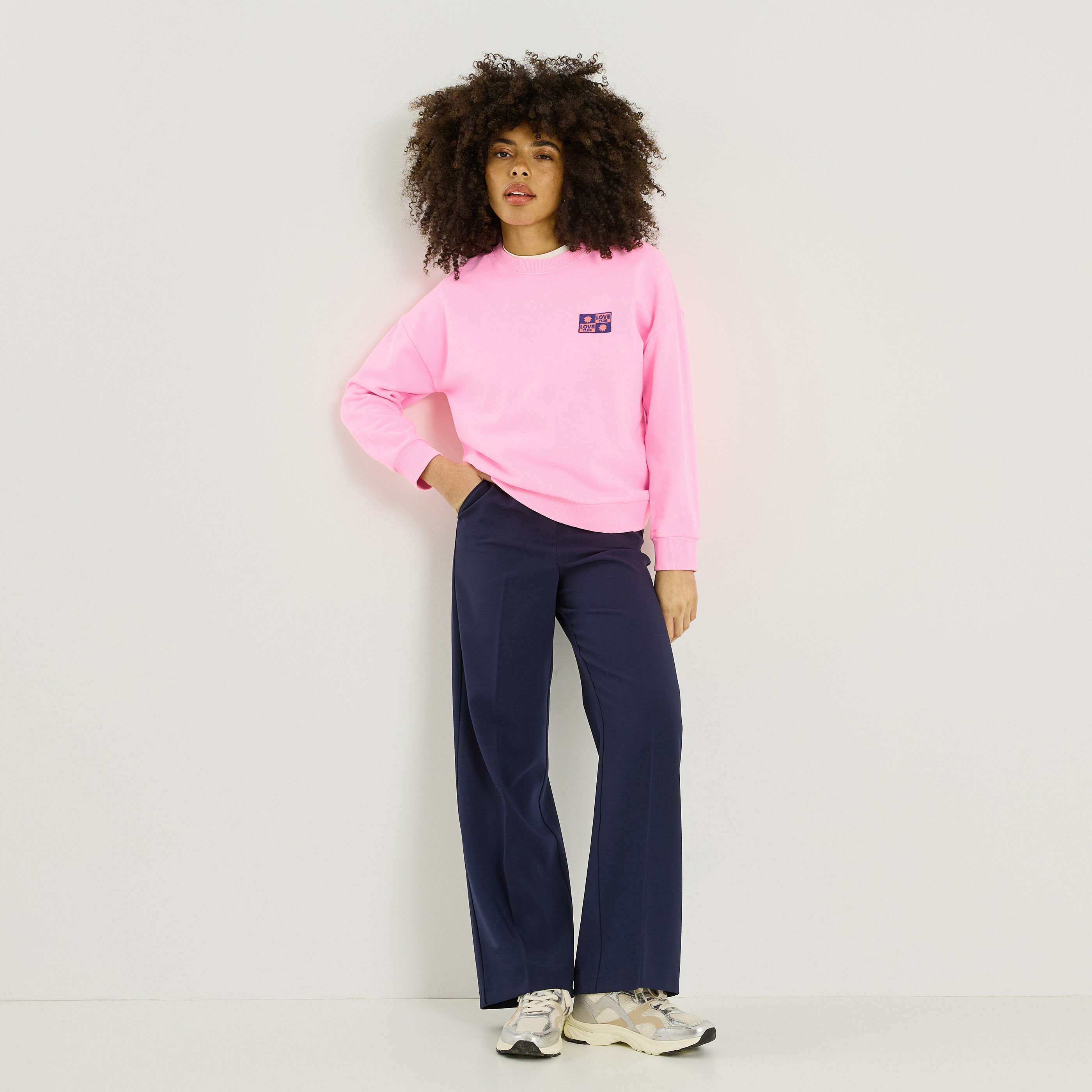 Pantalon large taille &eacute;lastiqu&eacute;e femme