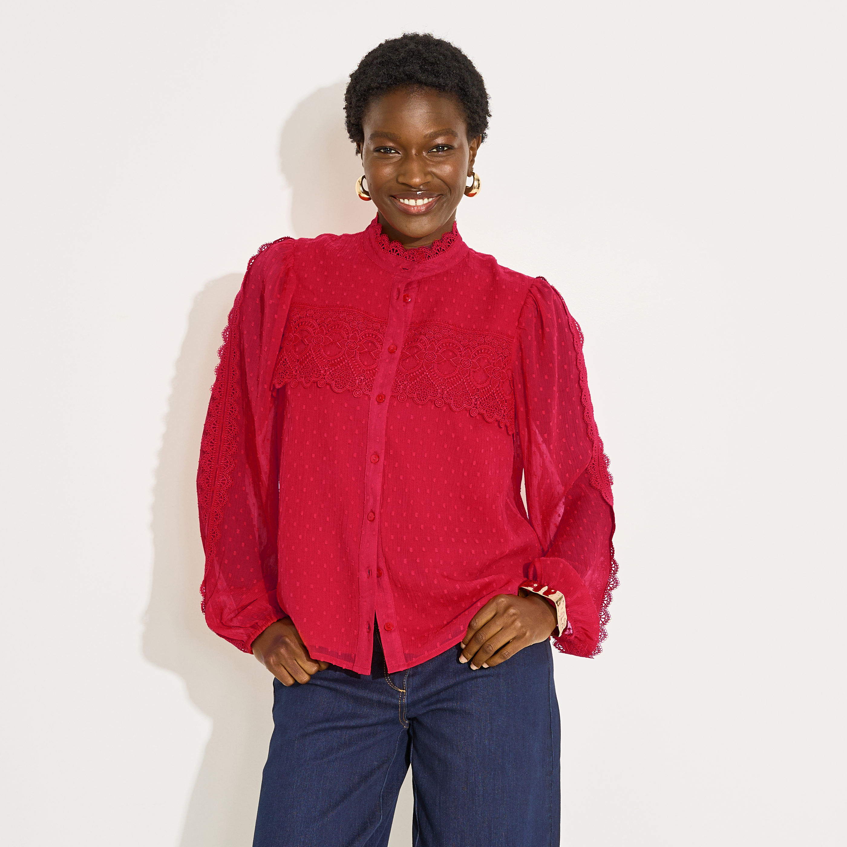 Chemise motifs plumetis femme