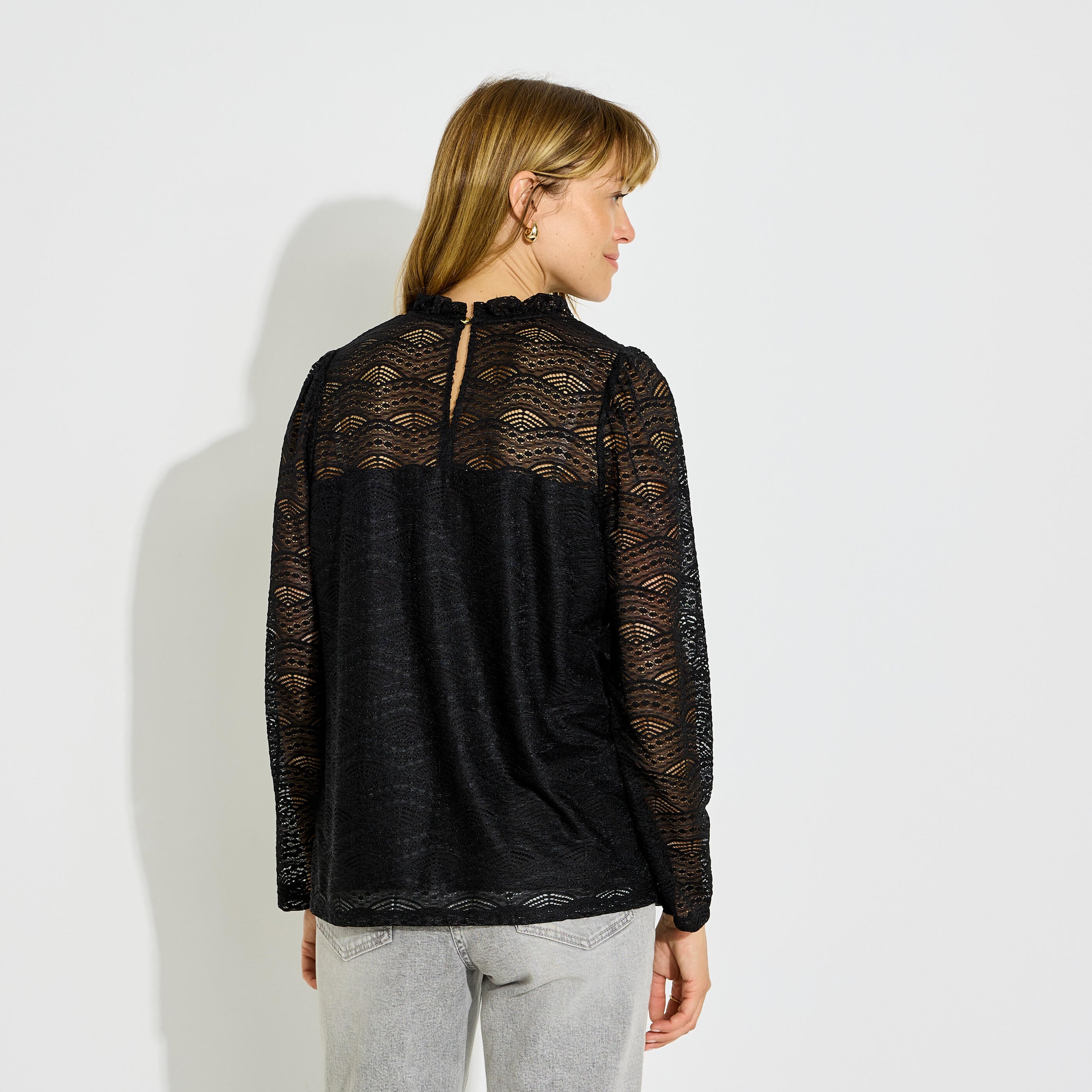 T-shirt col victorien femme