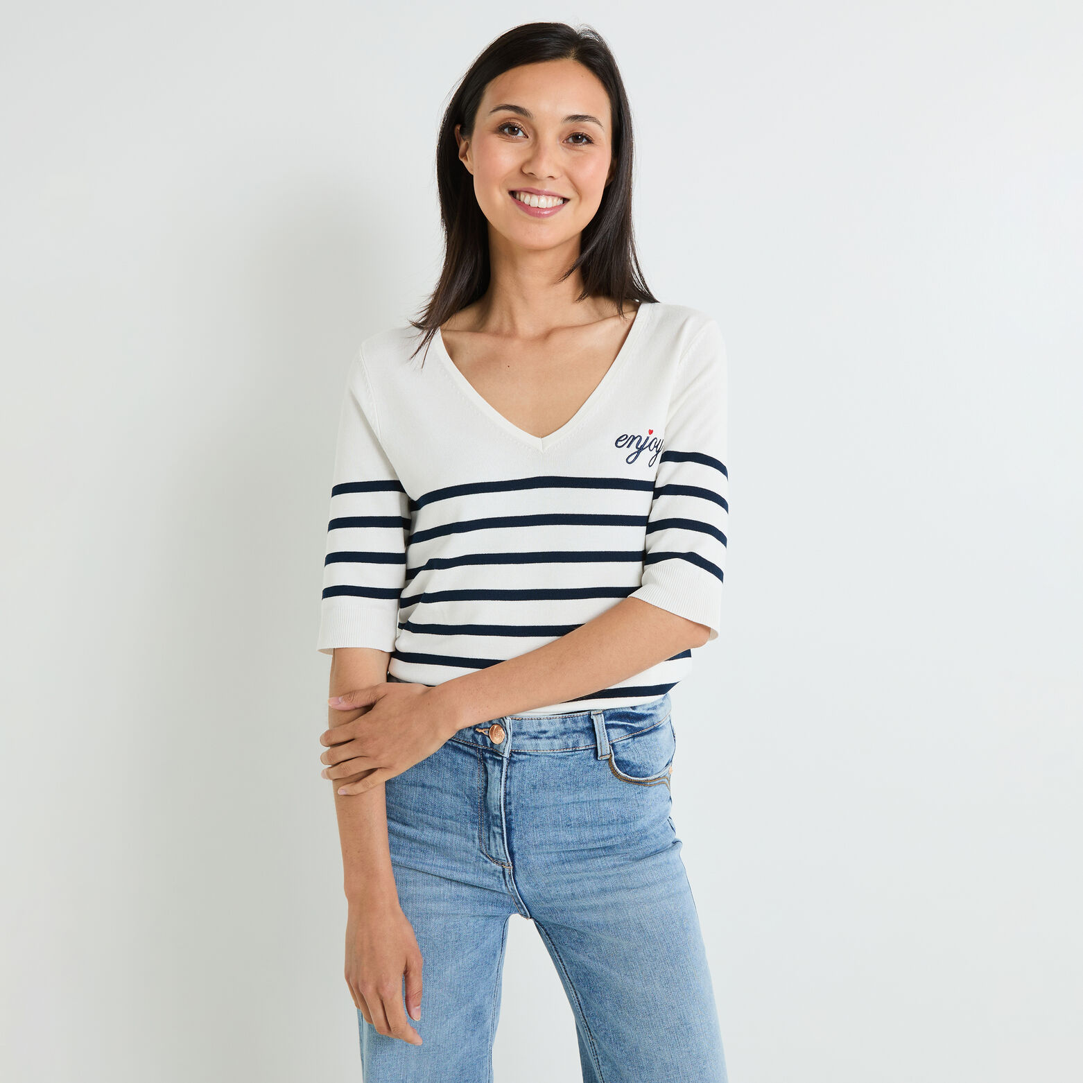 Pull rayé femme