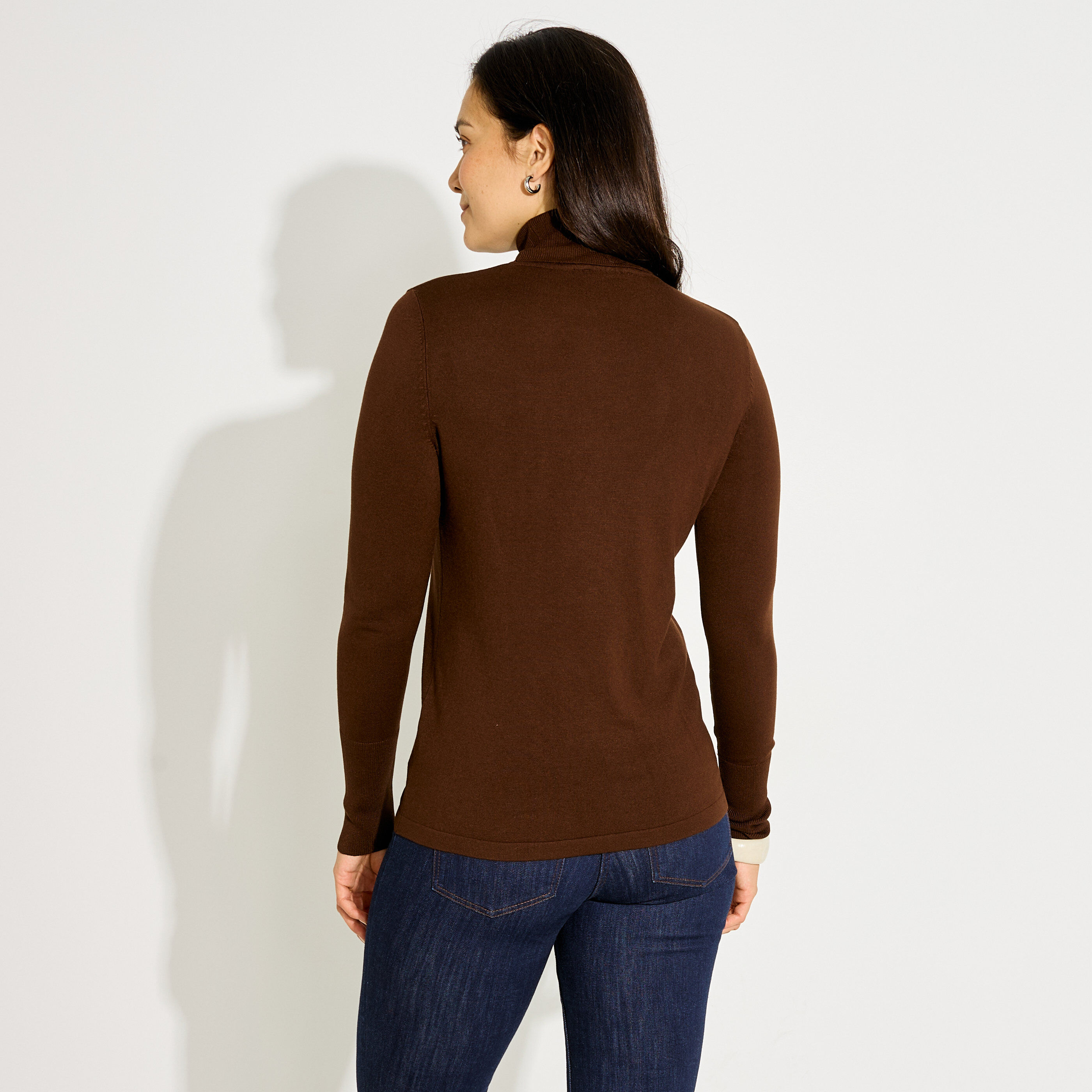 Pull col roul&eacute; maille fine femme