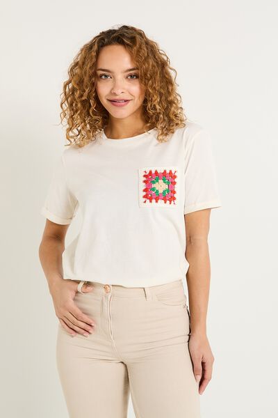 T-shirt poche crochet femme