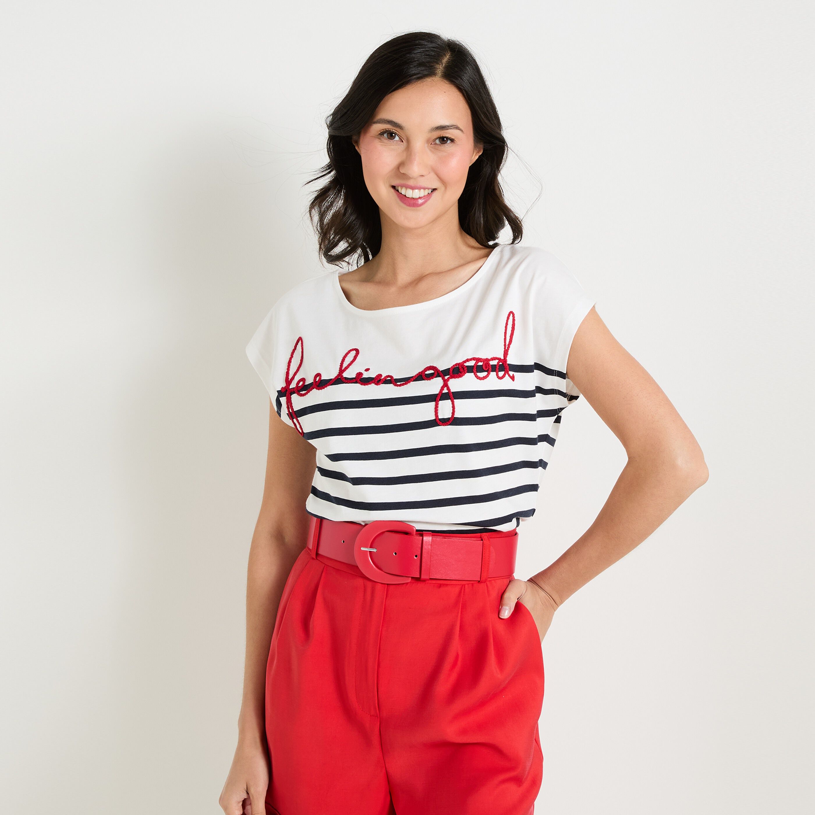 Tshirt ray&eacute; femme