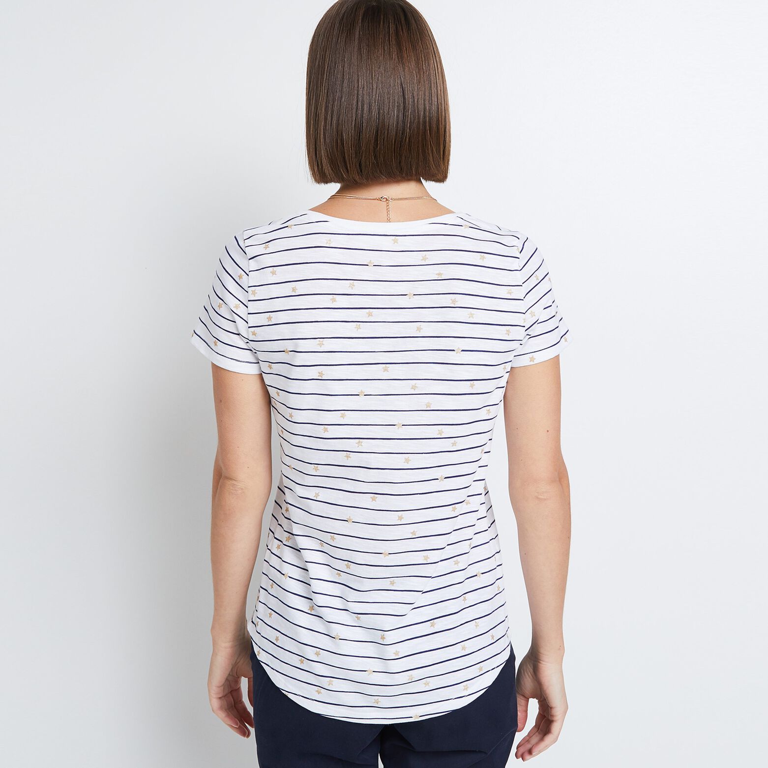 T-shirt à rayures col V femme
