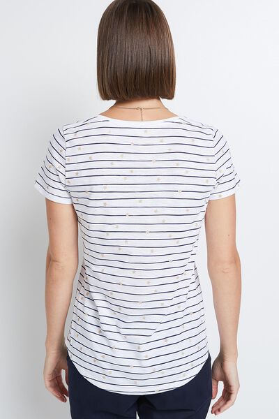 T-shirt à rayures col V femme