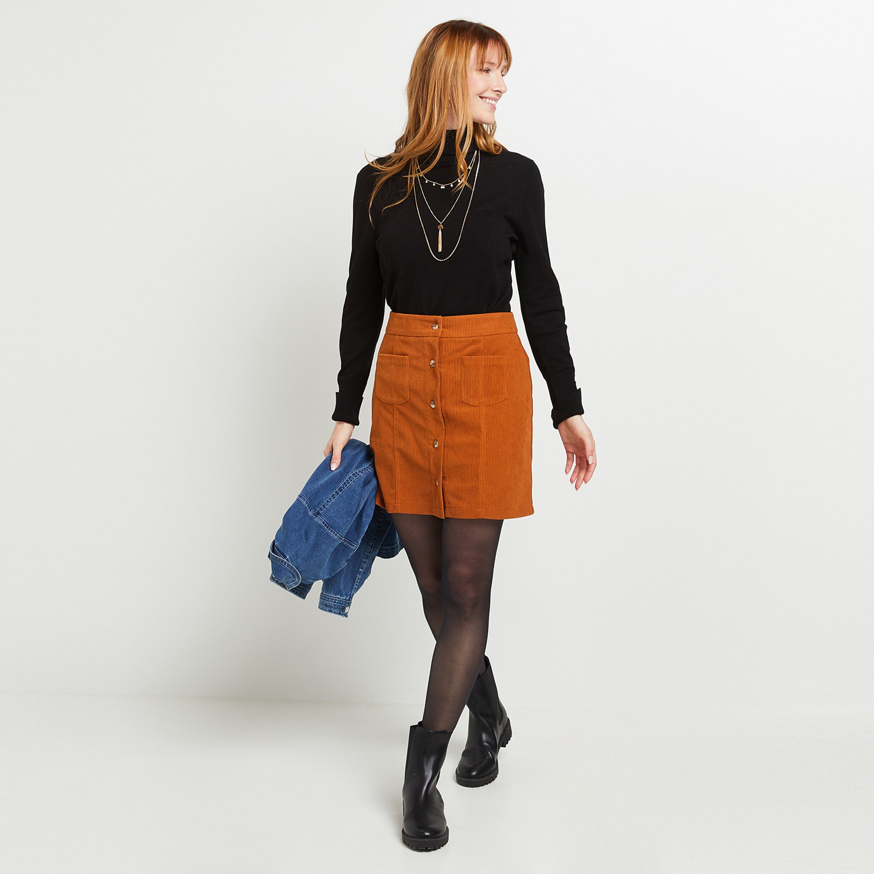 Jupe en velours cotele femme CAMEL Graindemalice