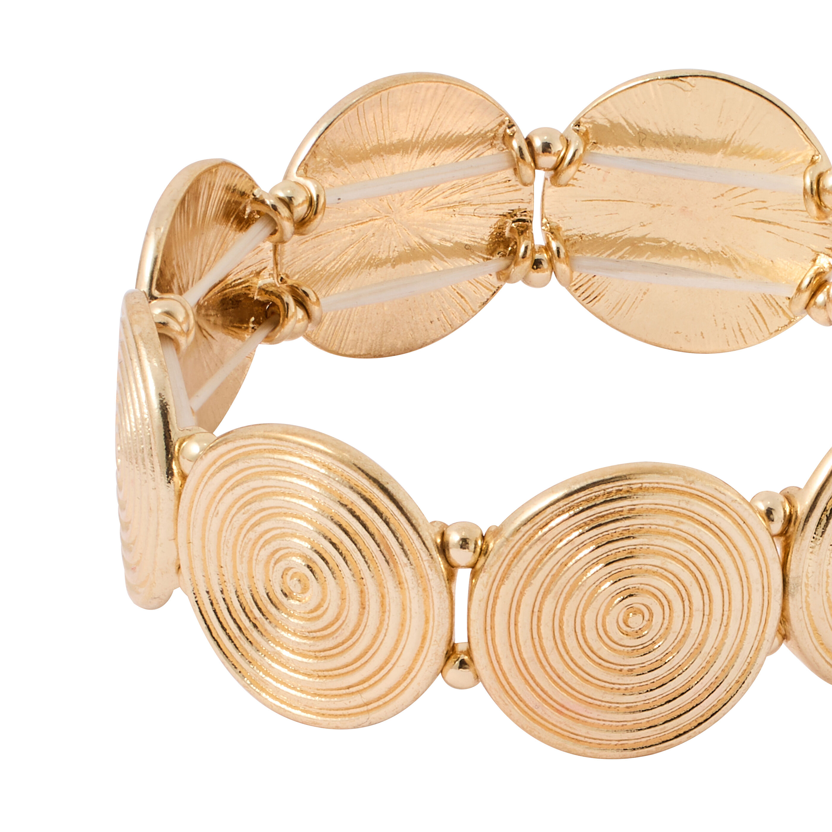 Bracelet &eacute;lastique disques cisel&eacute;s femme