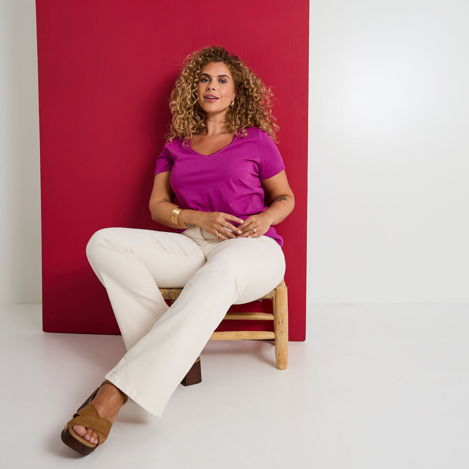 T-shirt col V femme