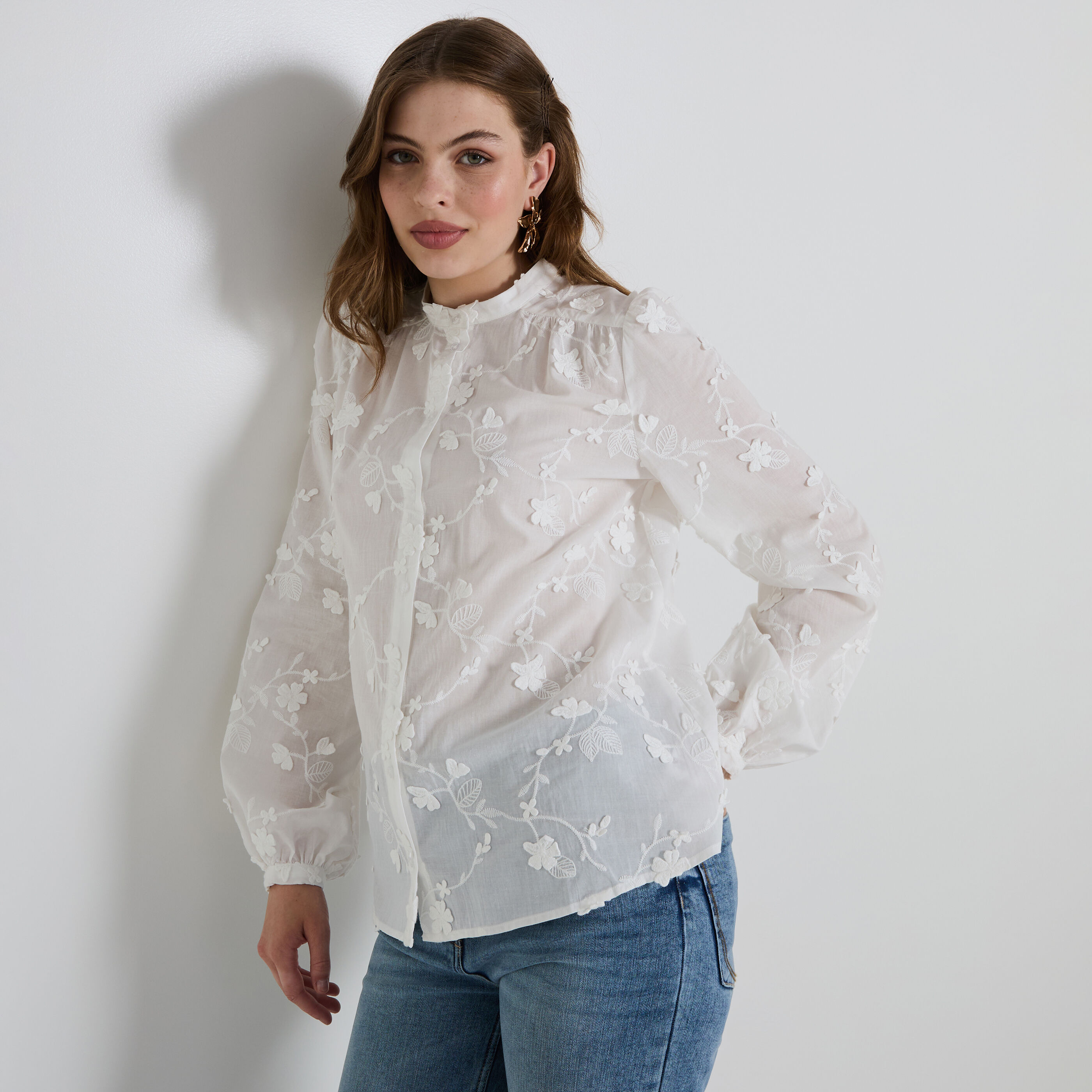 Chemisier col mao femme