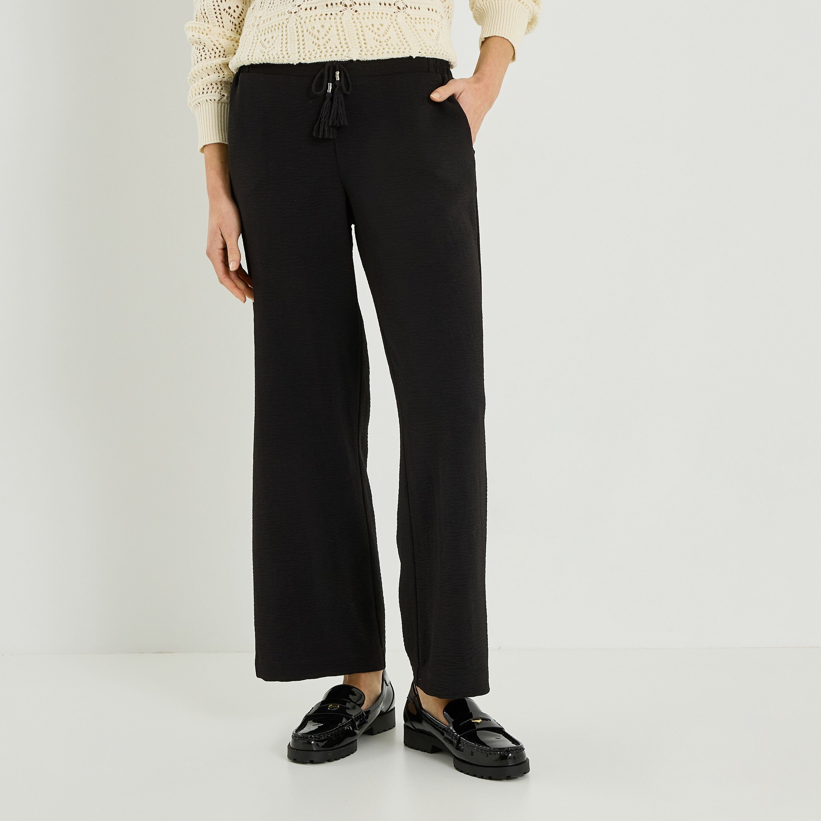 Pantalon fluide taille &eacute;lastiqu&eacute;e femme
