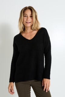 Pull col V femme