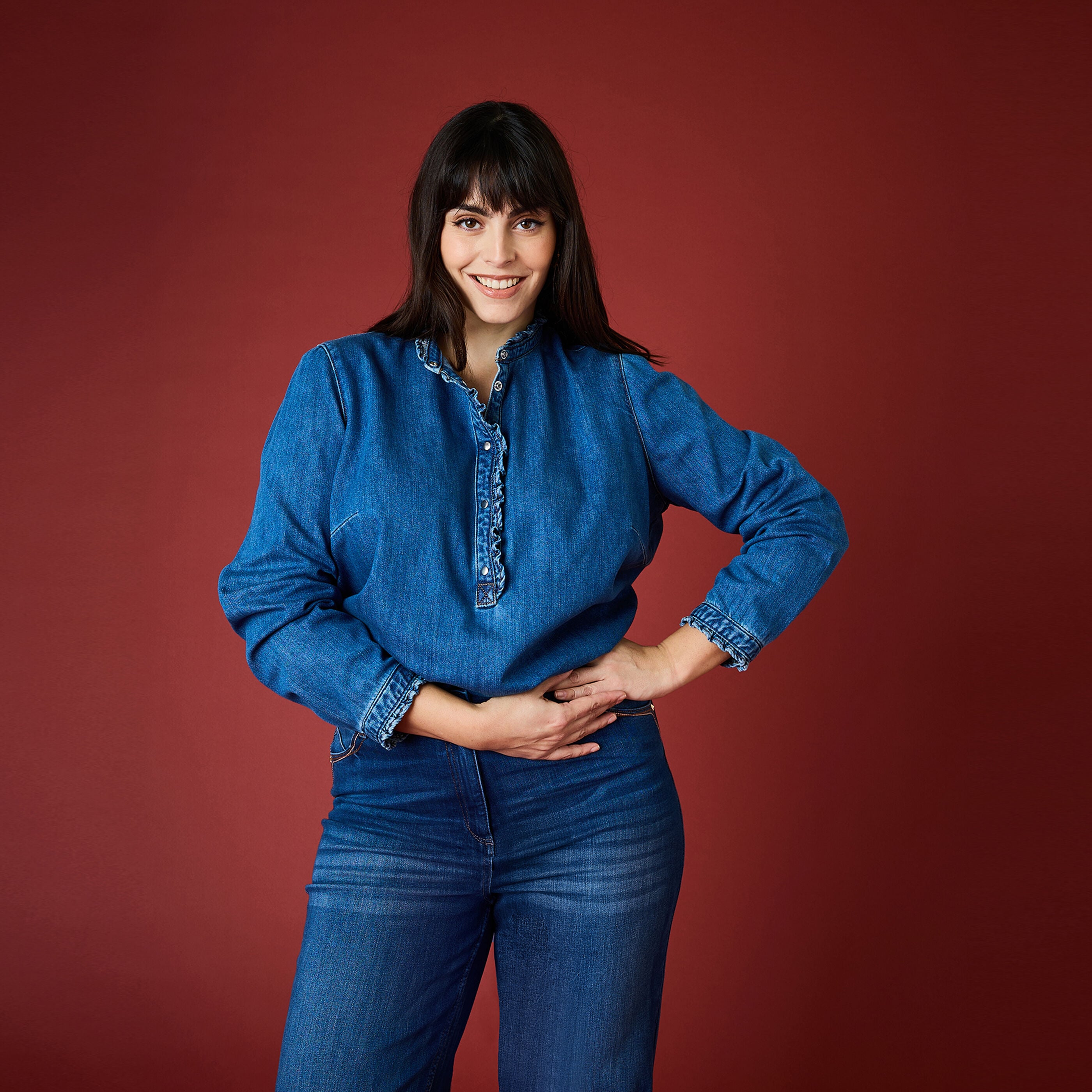 Blouse en denim femme