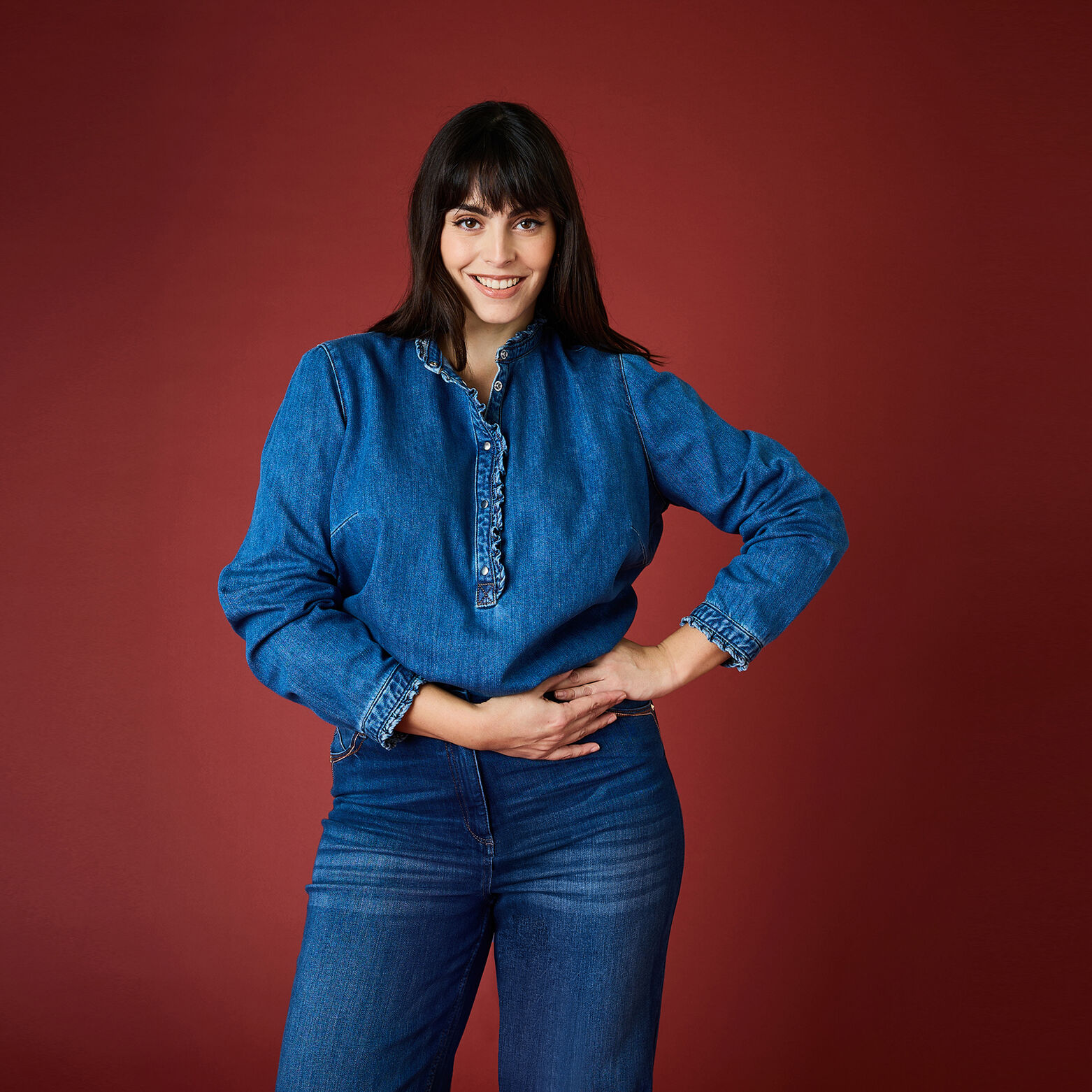 Blouse en denim femme