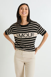 Pull rayé manches courtes femme