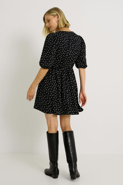 Robe col V à pois