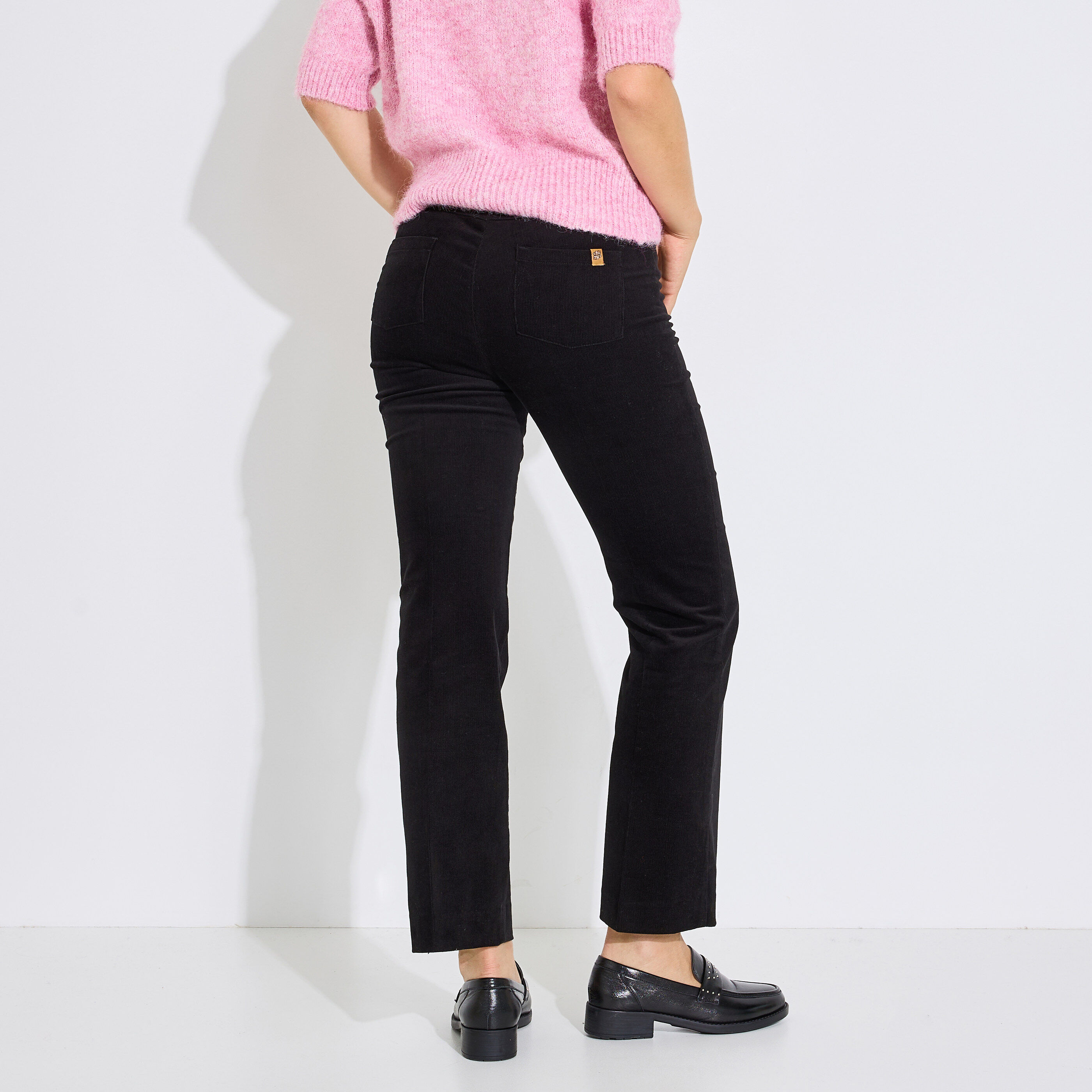 Pantalon droit velours raccourci femme