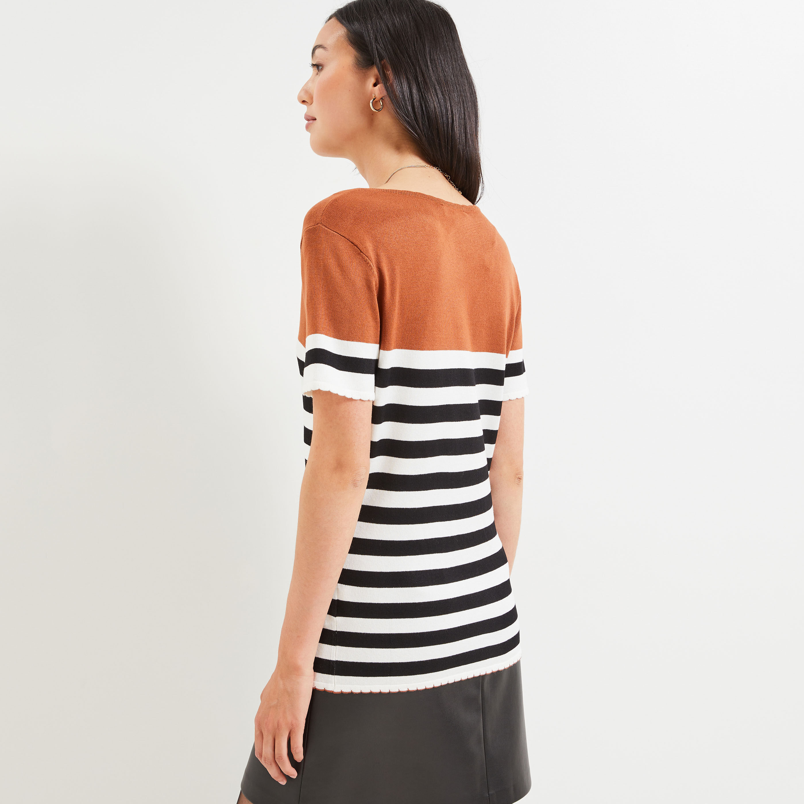 Pull Hiver Femme Grain De Malice - Taille L, Rayures Multicolores, Acrylique