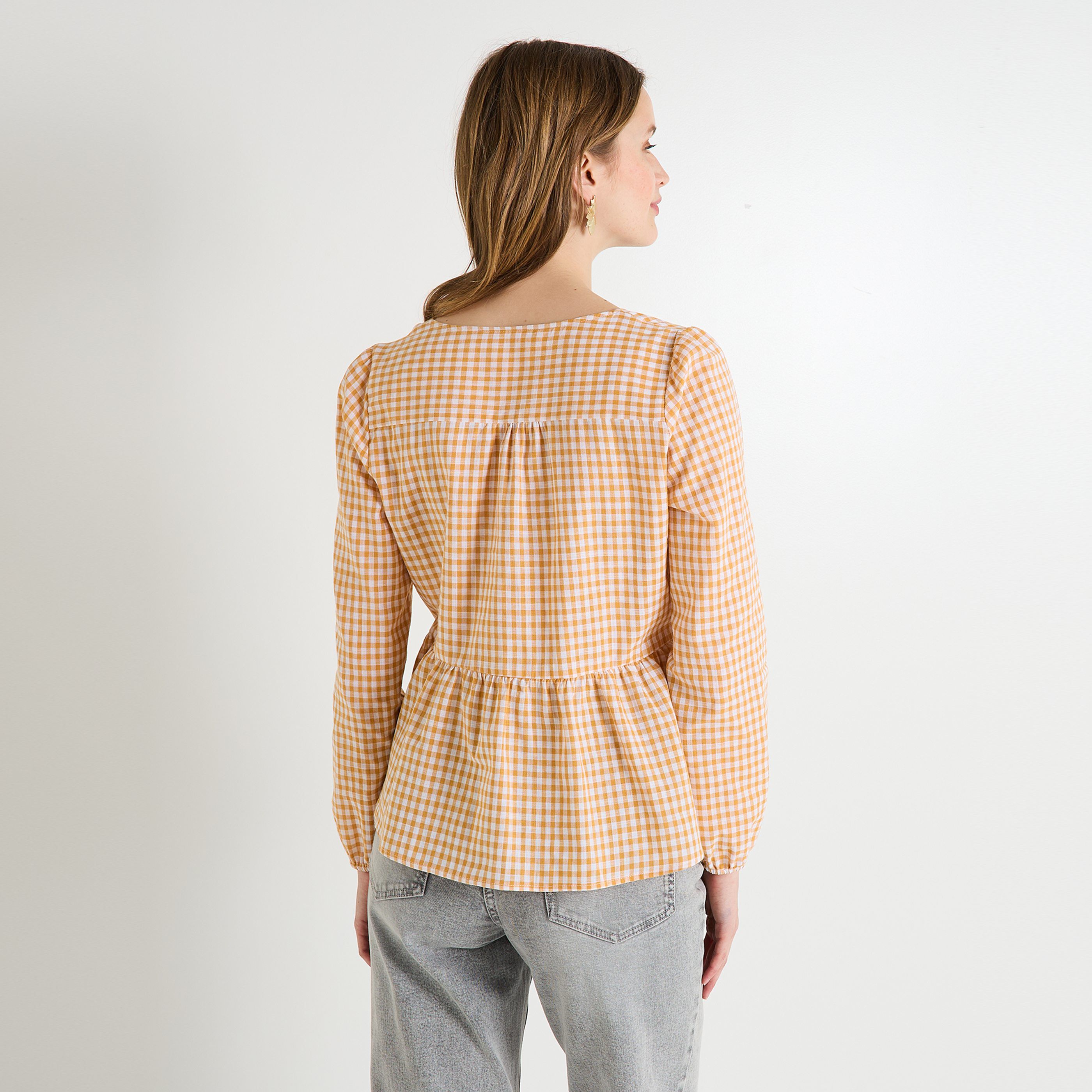 Blouse vichy &agrave; n&oelig;uds femme
