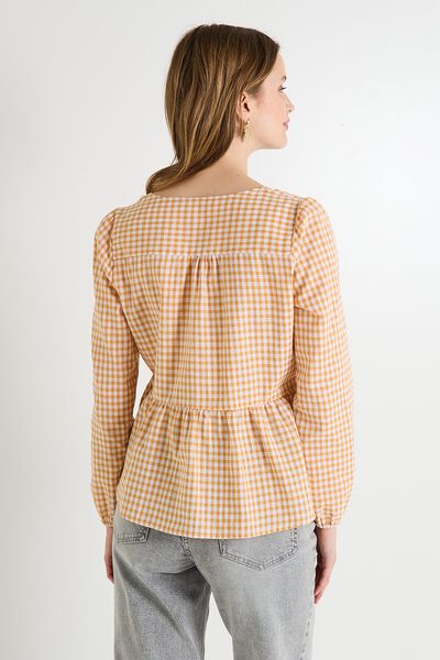 Blouse vichy à nœuds femme
