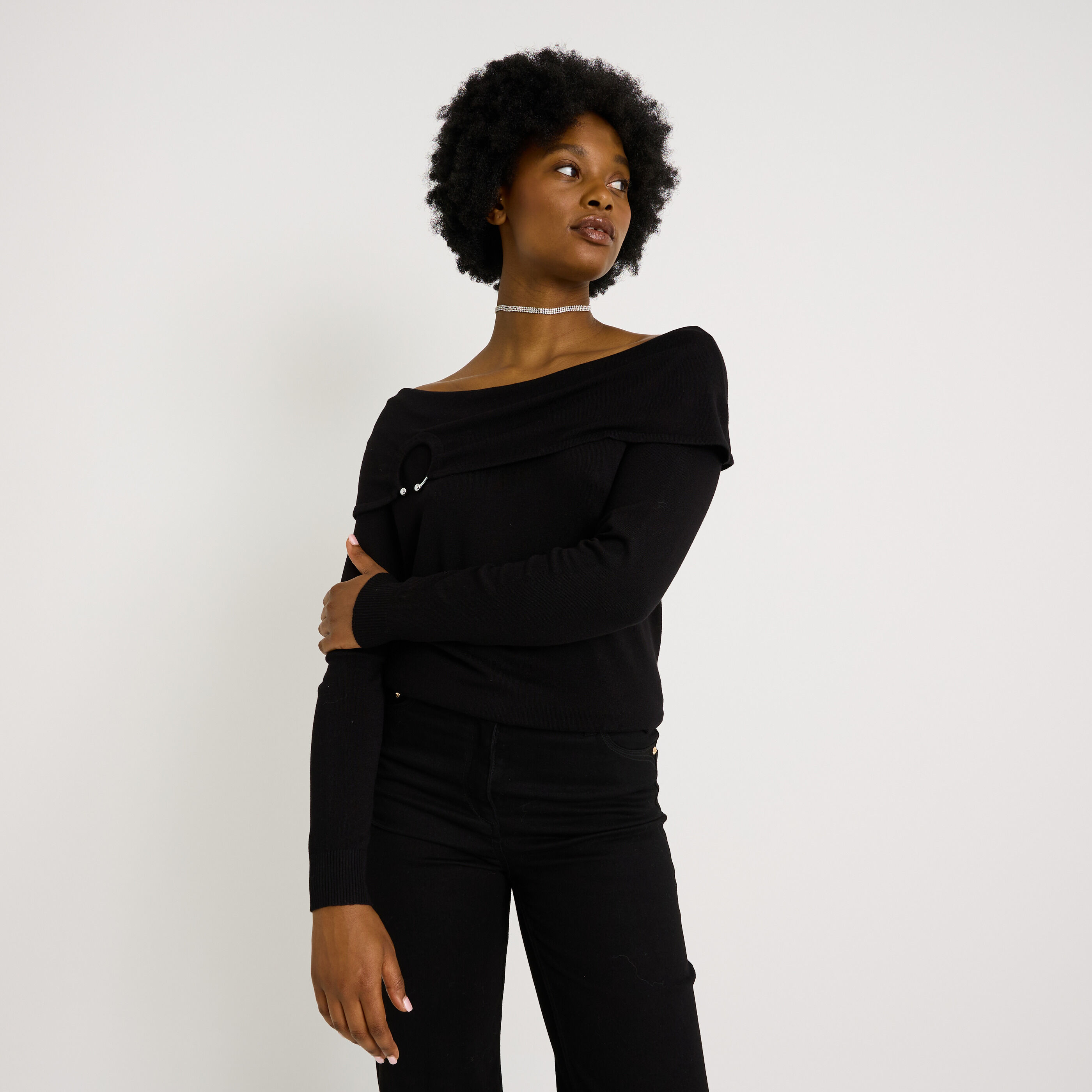 Pull col bardot femme