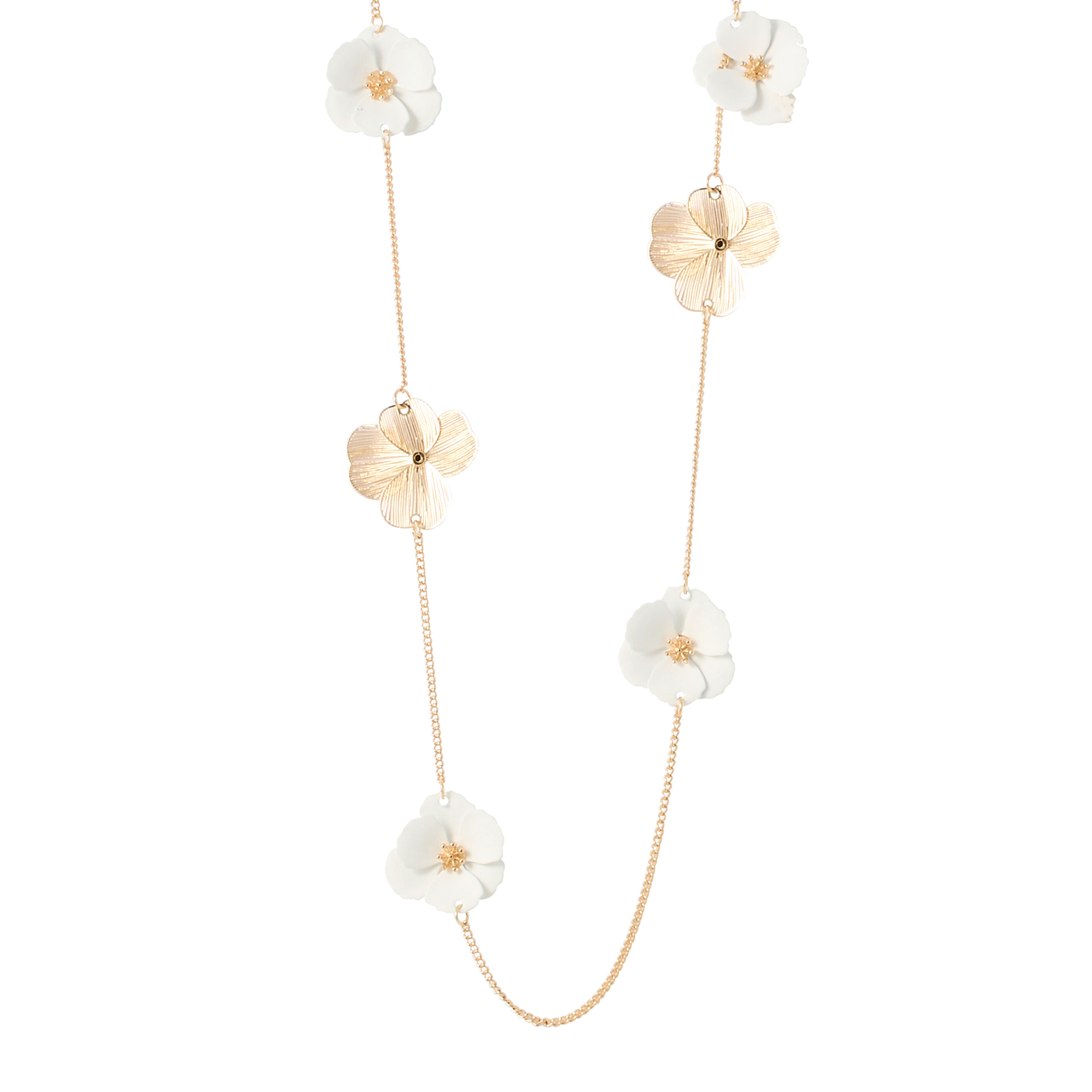 Collier fine cha&icirc;ne fleurs femme