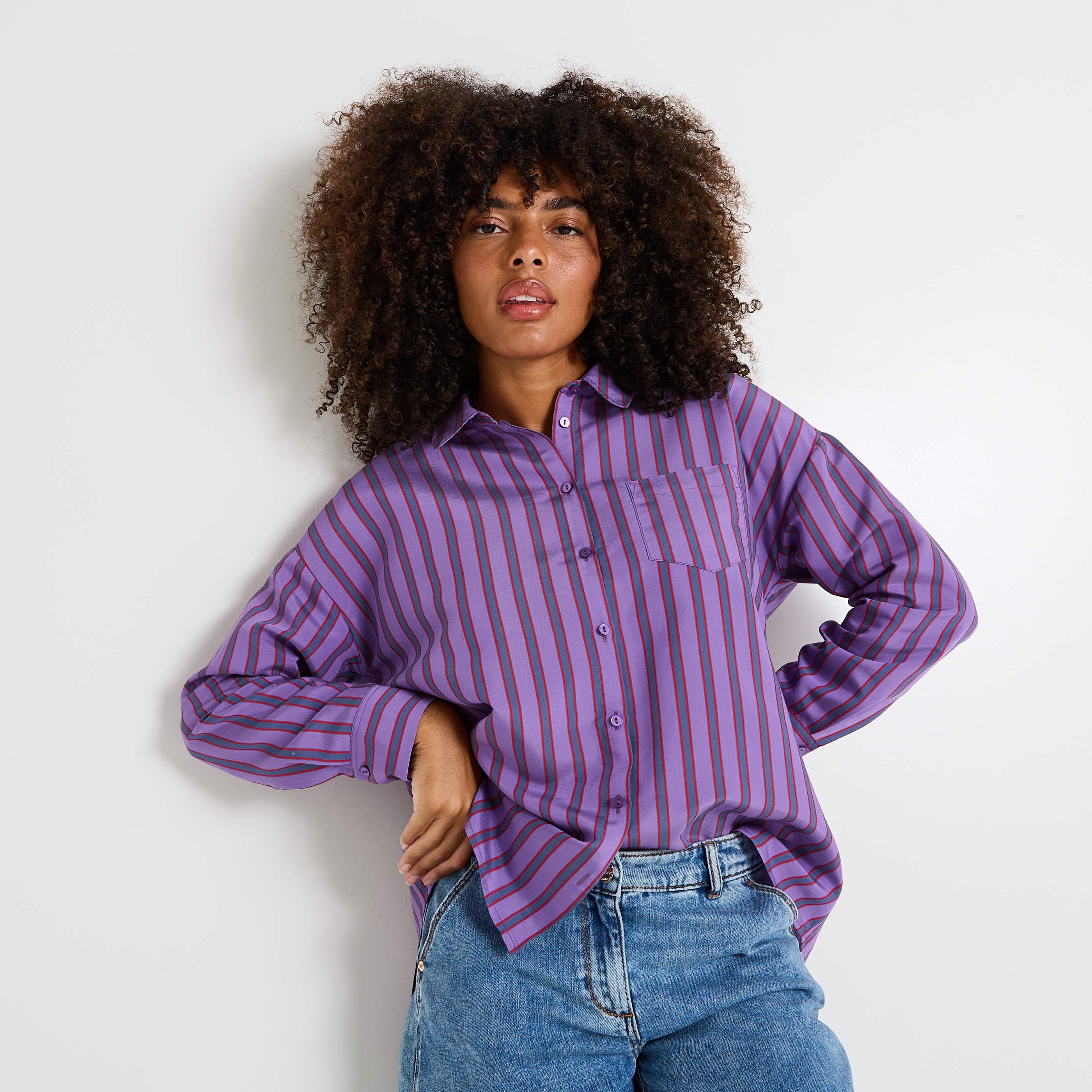 Chemise oversize ray&eacute;e femme