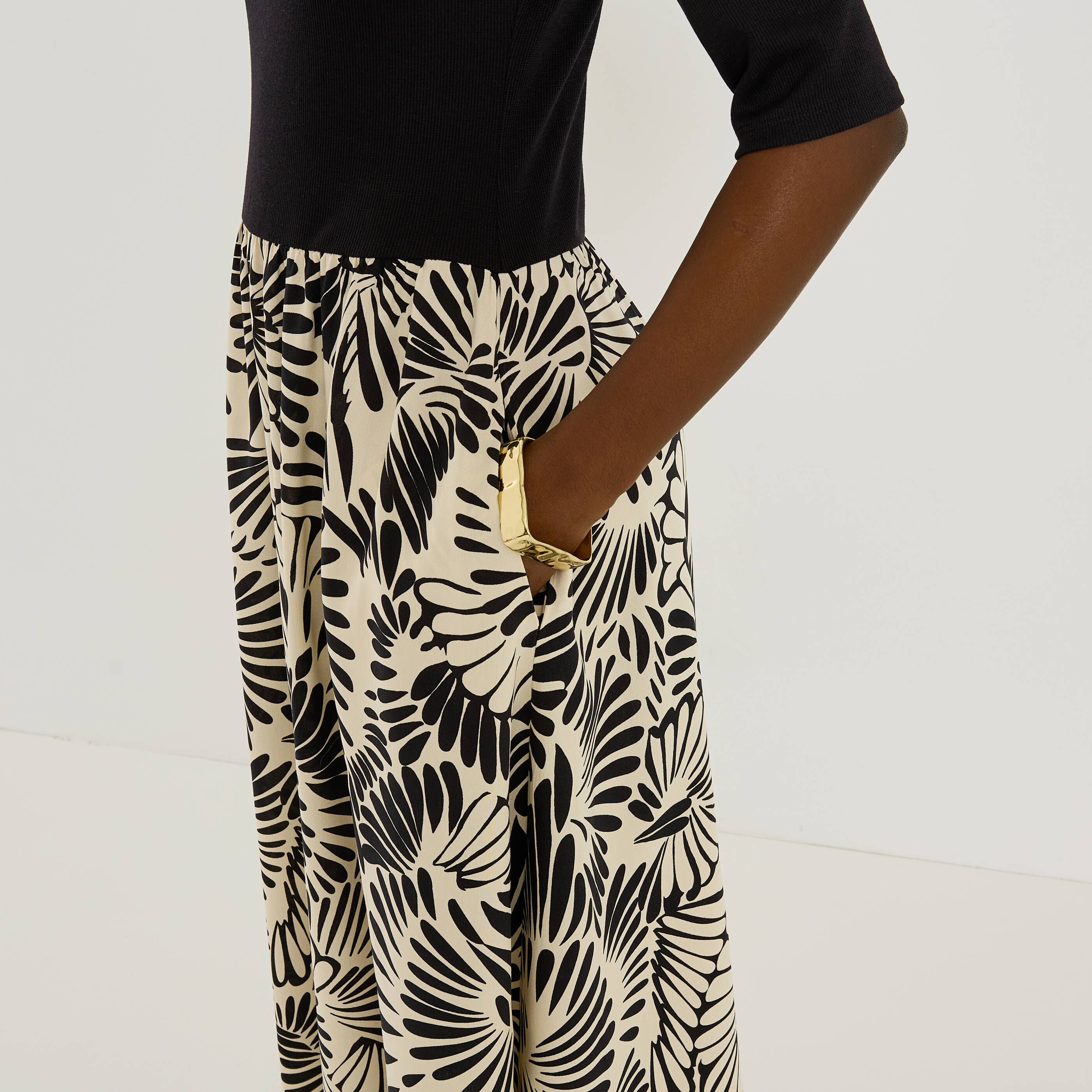 Robe longue bi mati&egrave;re 