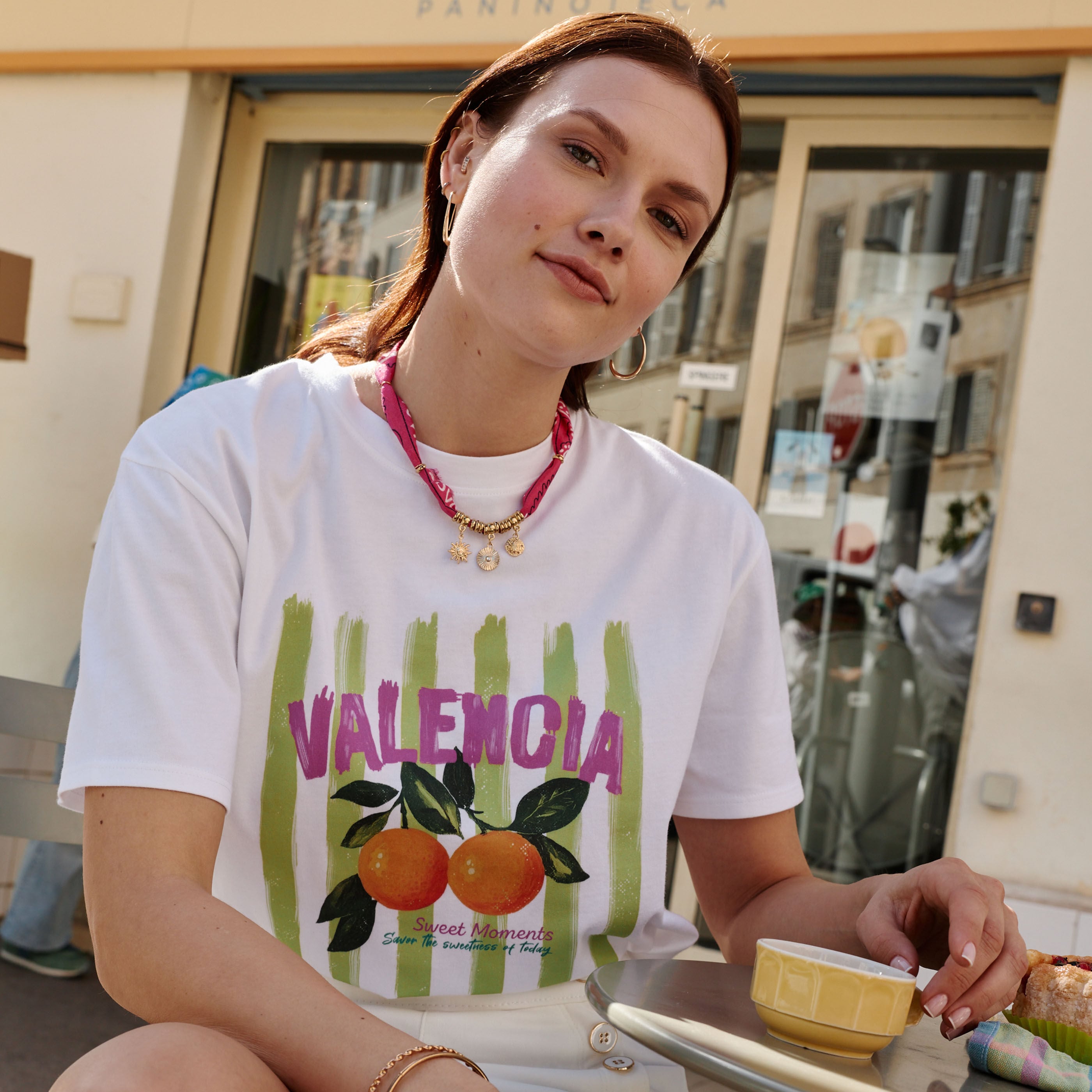 T-shirt col rond imprim&eacute; femme