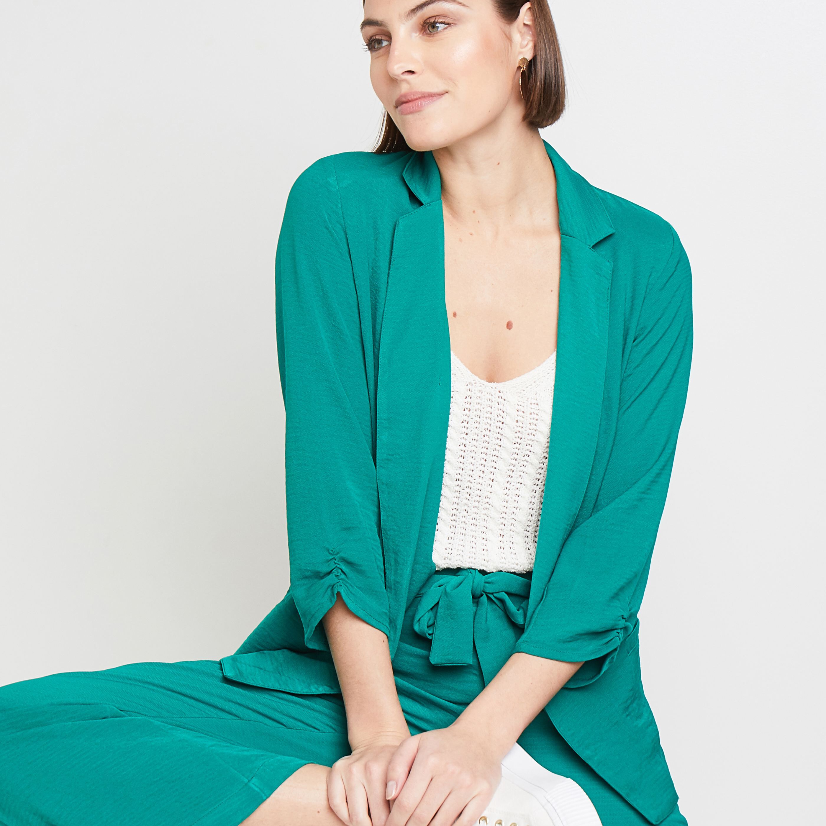 Veste tailleur fluide femme VERT Graindemalice