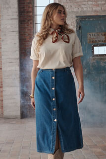 Jupe longue en denim femme