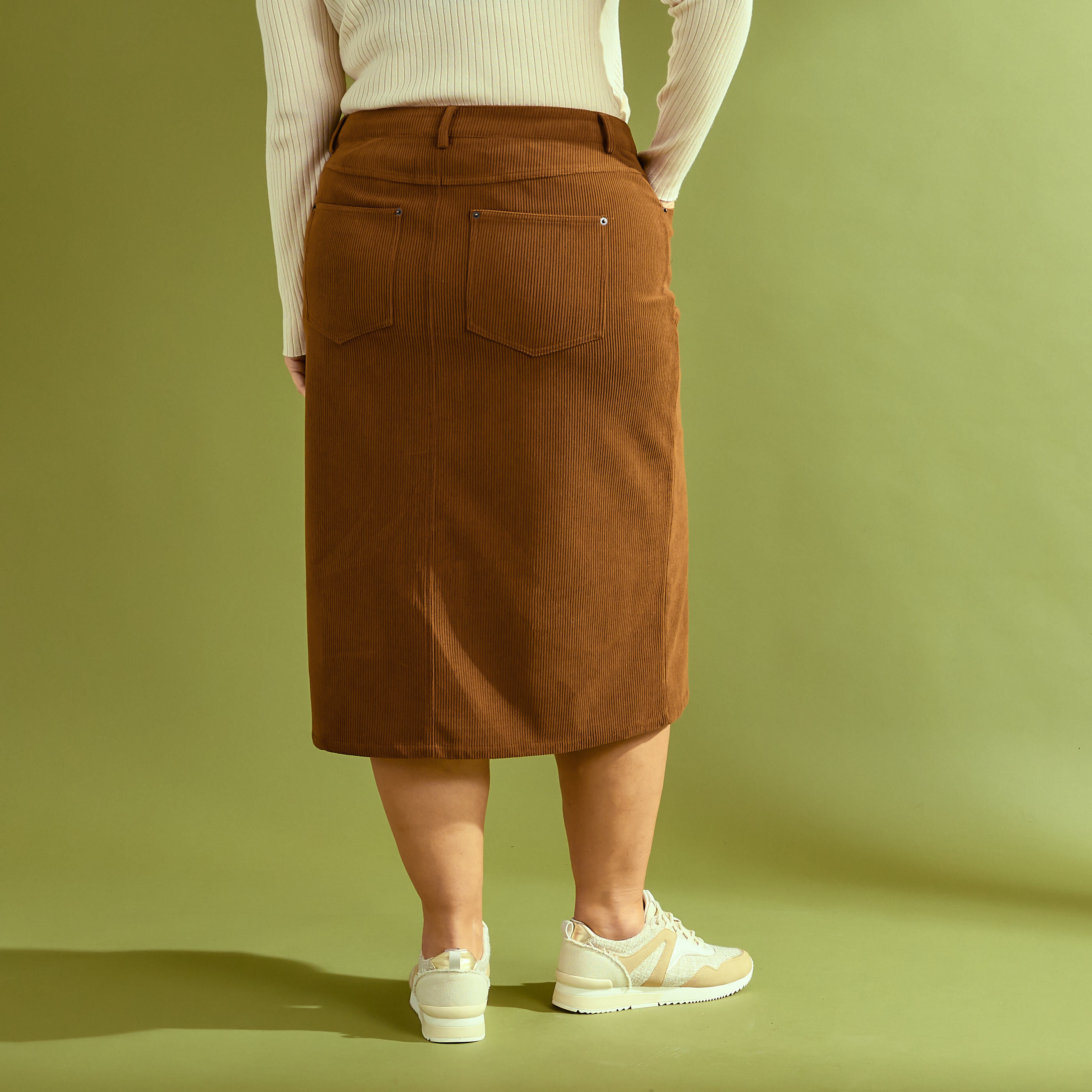 Jupe en velours mi-longue