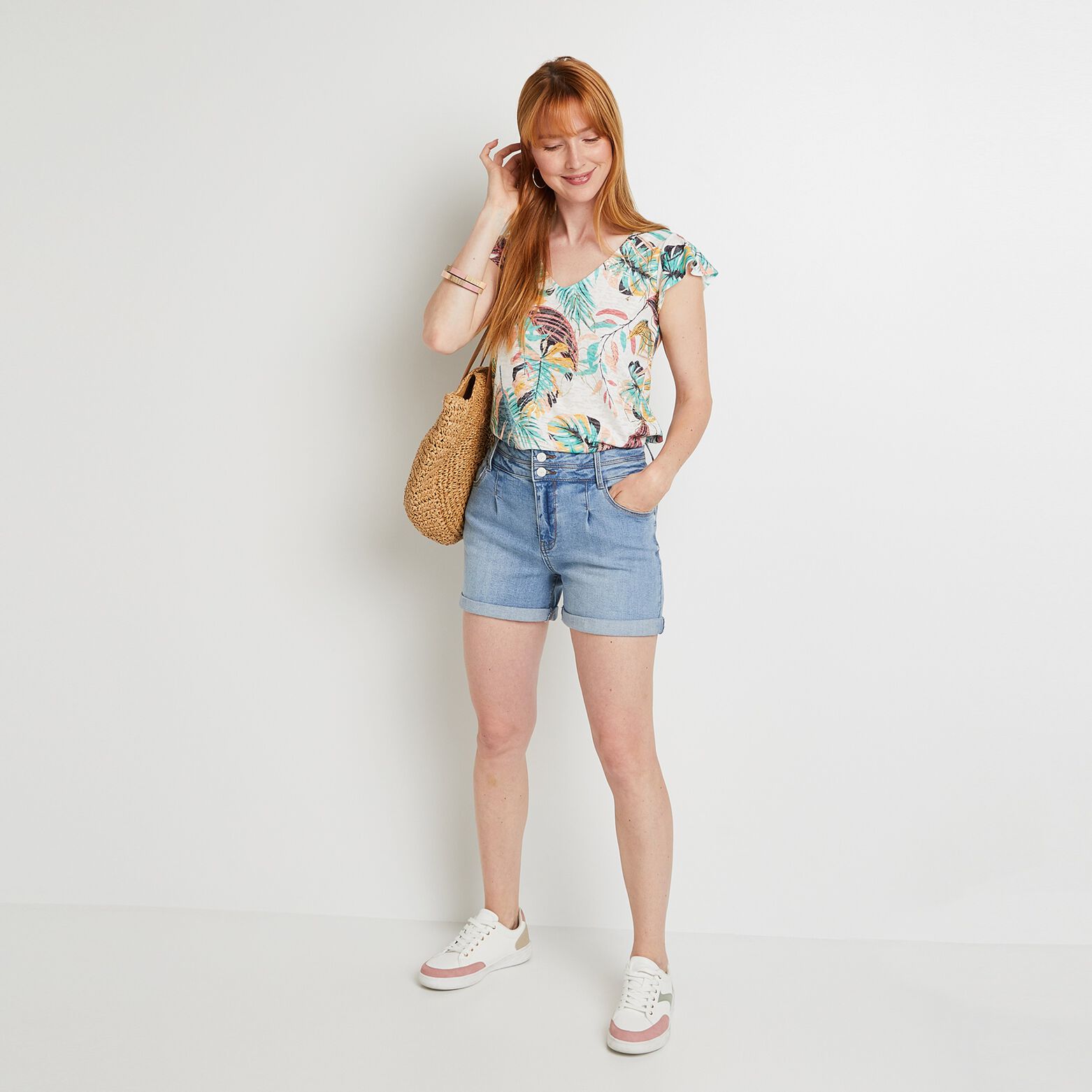 T-shirt col V femme