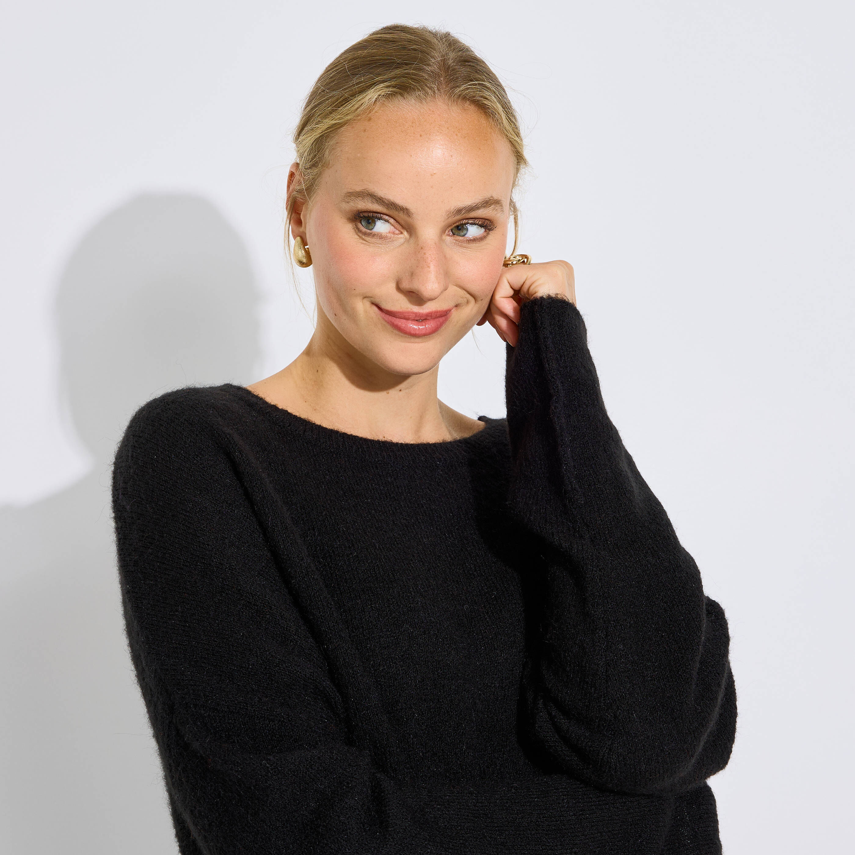 Pull loose col rond femme