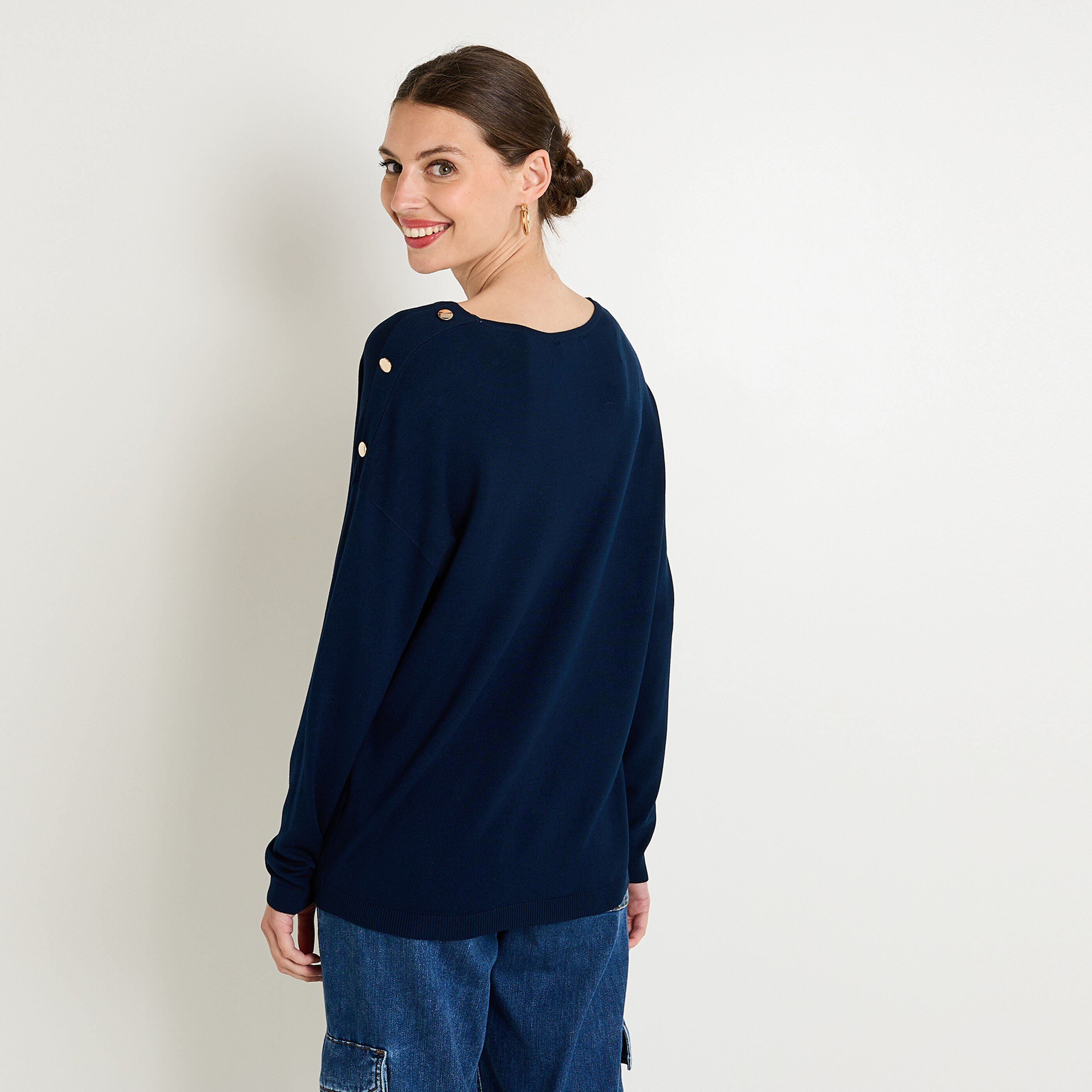 Pull col V femme