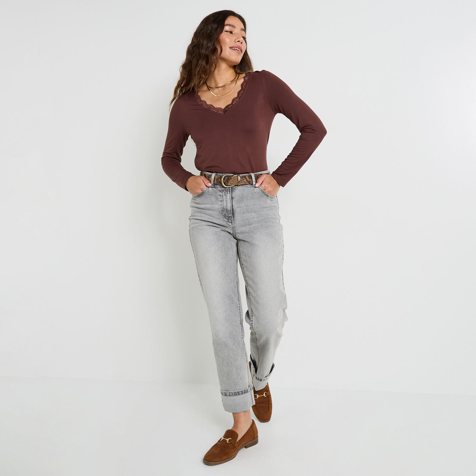 T-shirt col V femme