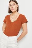 T-shirt manches courtes V femme