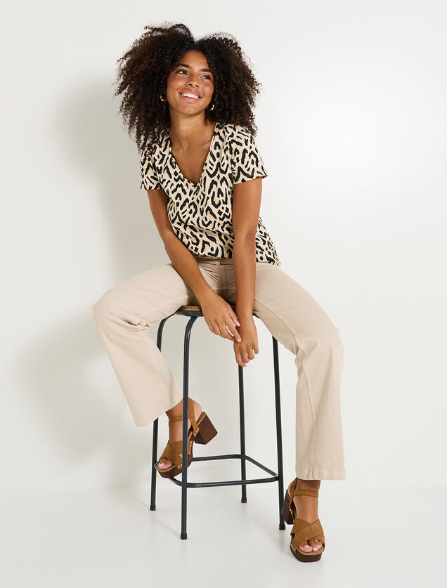 T shirt col V imprimé femme