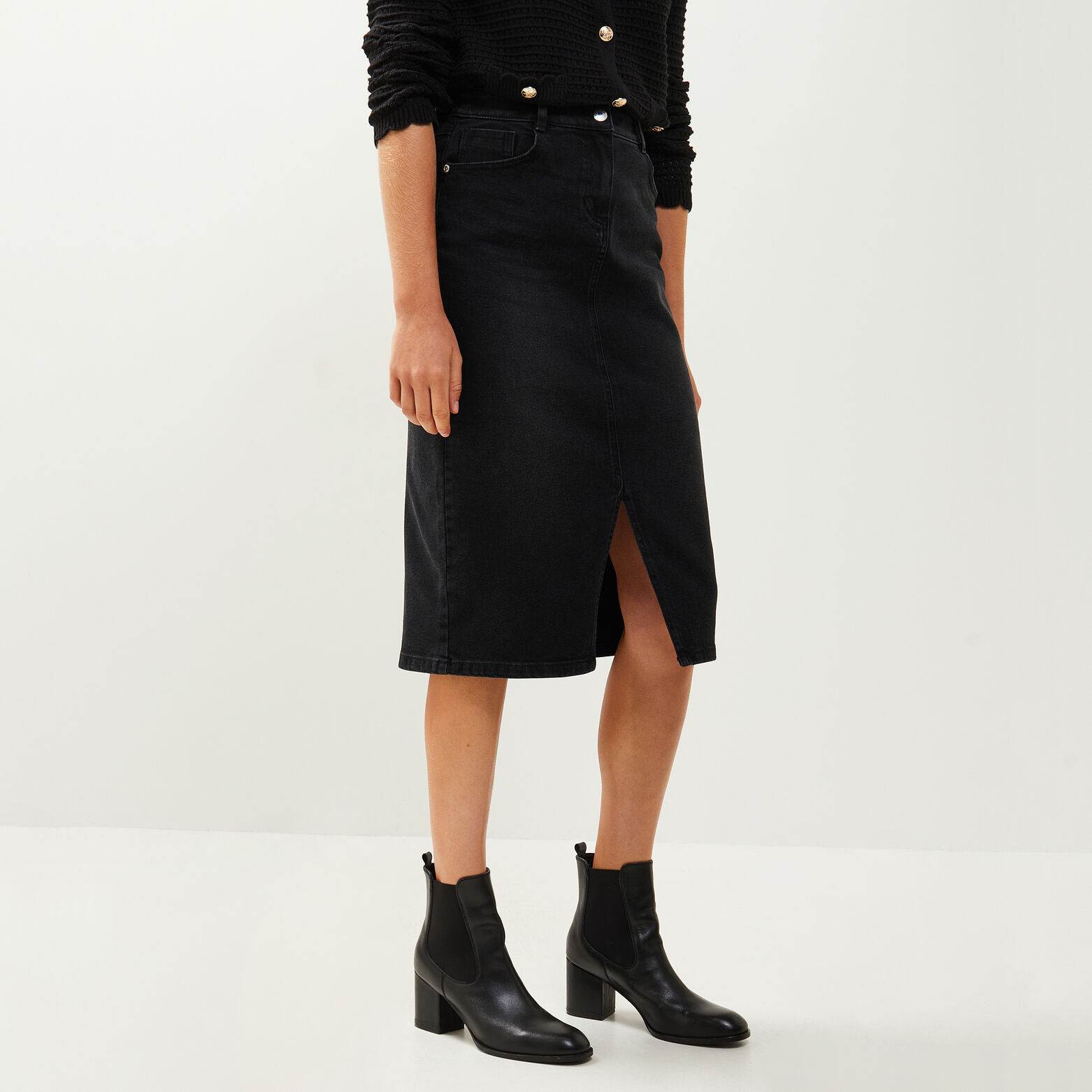 Jupe en jean mi-longue femme